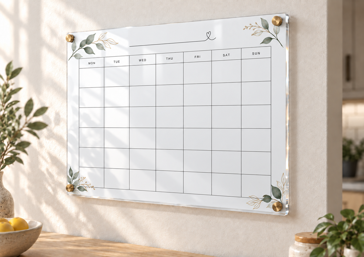02_-_Botanical_Heart_A3_Acrylic_Wall_Calendar_-_Dry_Erase_-_EP-AC-A3-001_-_649310204762_-_Angled_Side_View.png