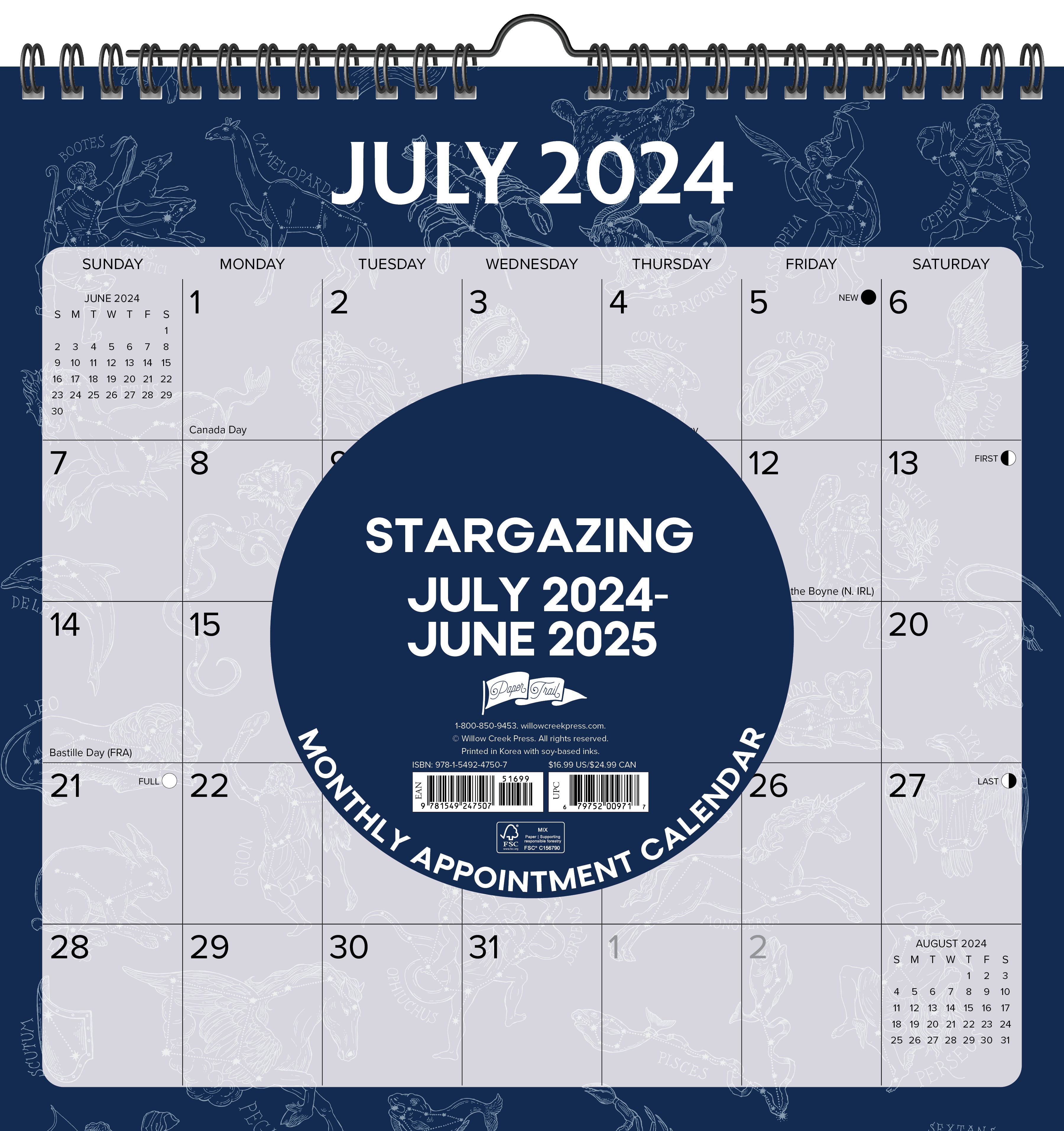July 2024 - June 2025 Stargazing - Square Wall Academic Calendar