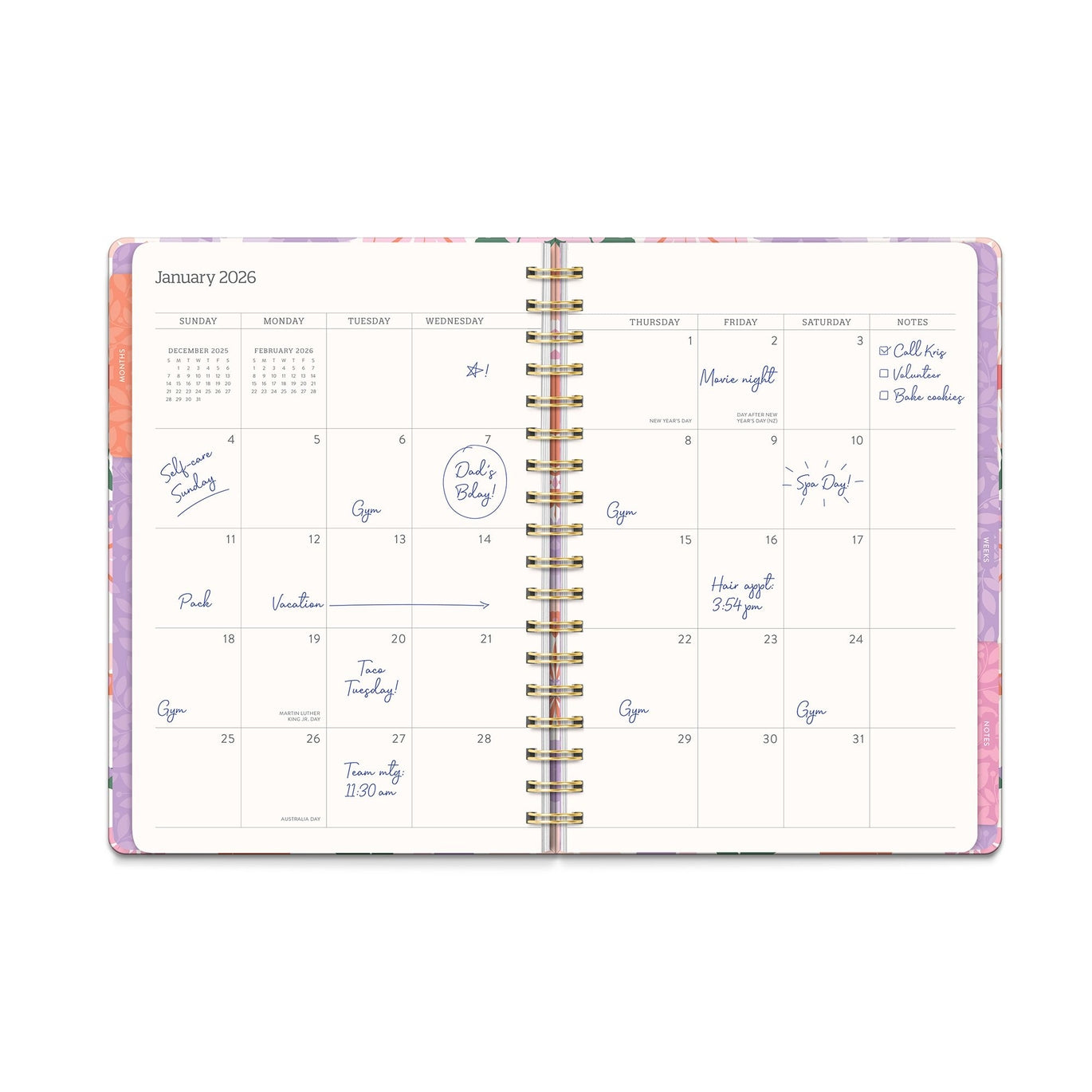 2026 Secret Garden - Tri-Tab 17-Month Monthly & Weekly Diary/Planner