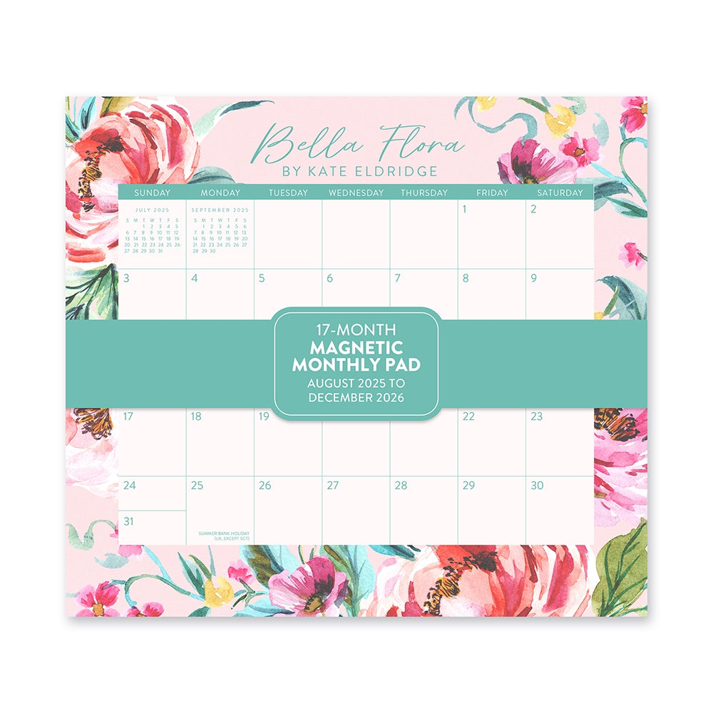 2026 Bella Flora - 17-Month Monthly Magnetic Pad Calendar