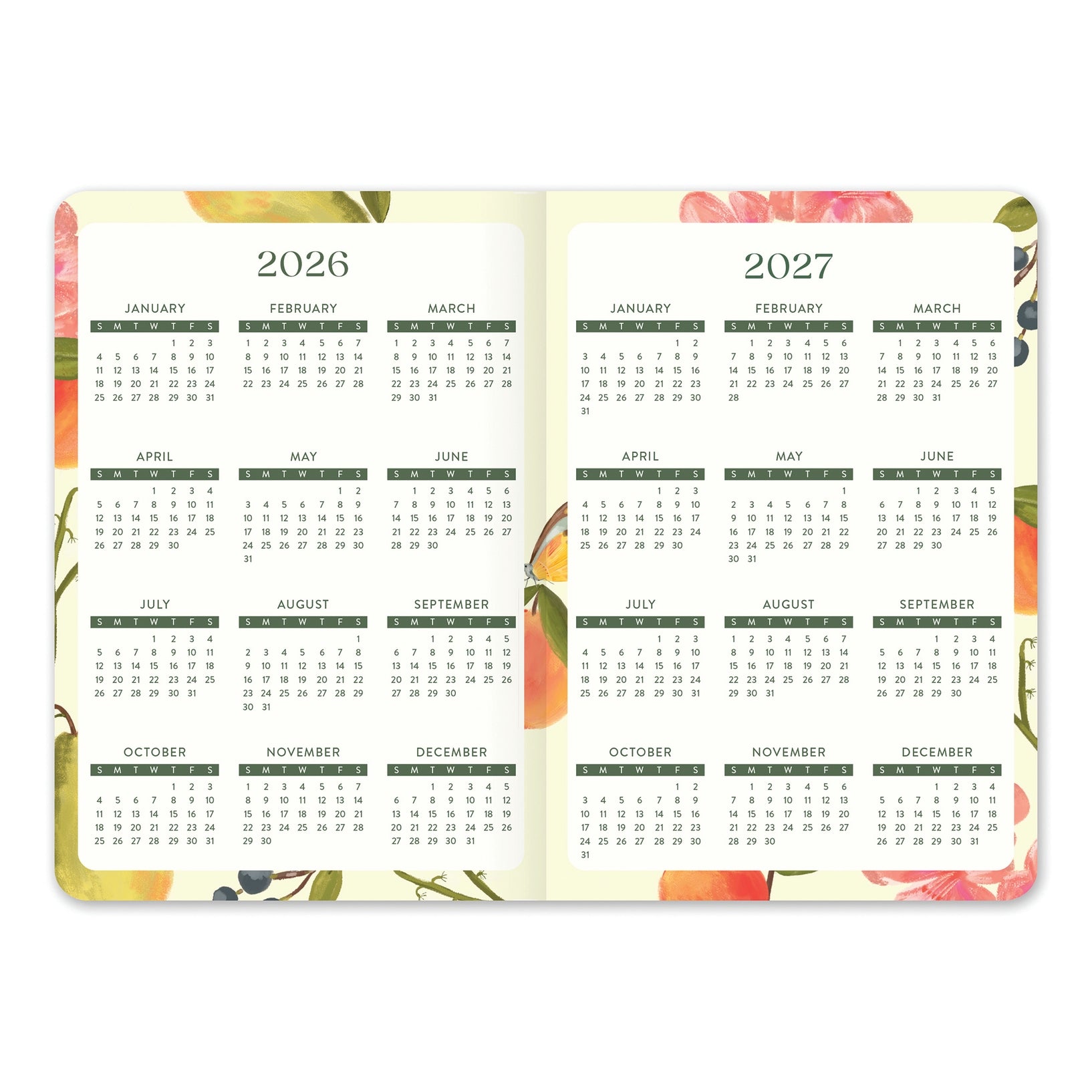 2027 Fruit & Flora - 17-Month Monthly Pocket Diary/Planner