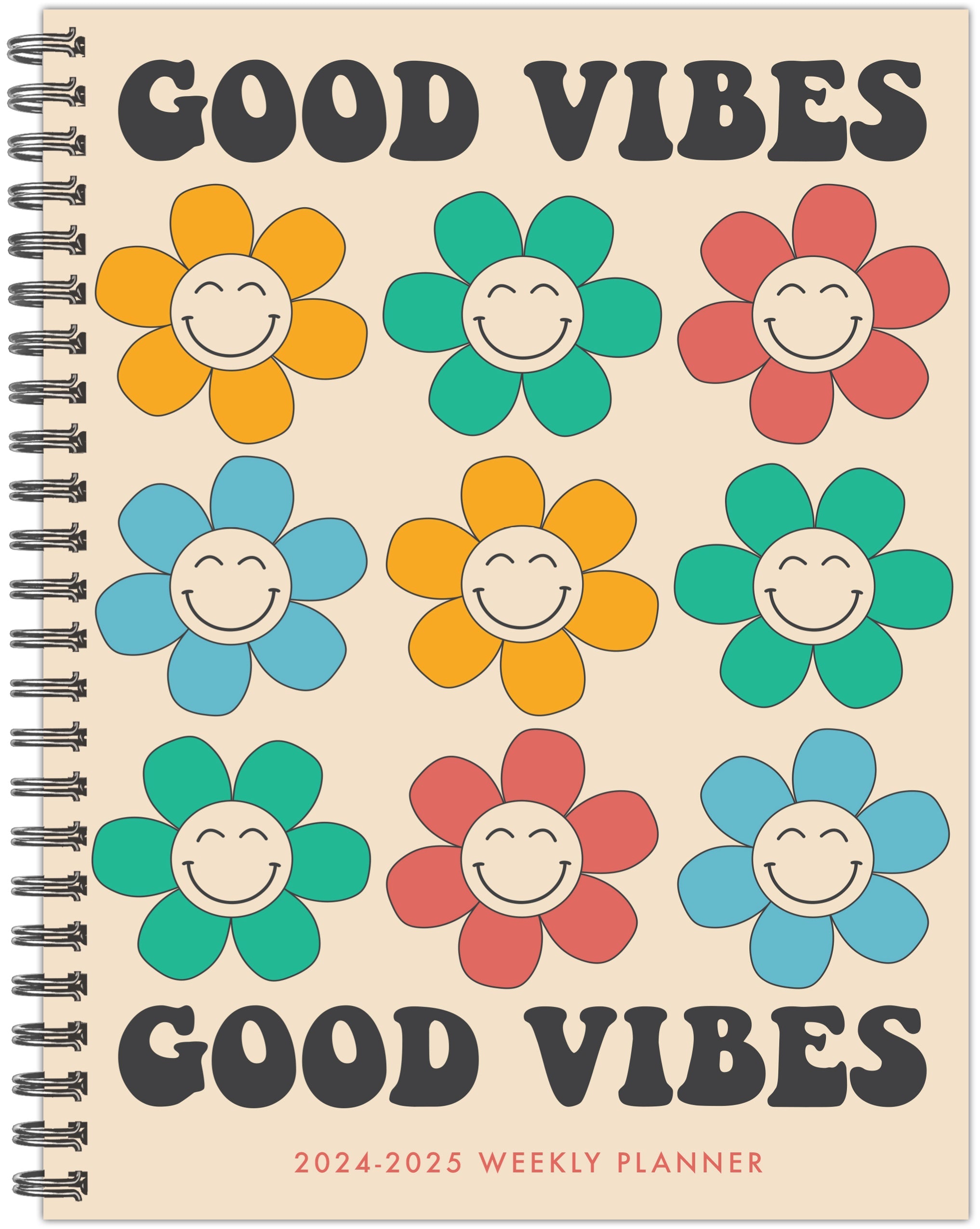 July 2024 - June 2025 Good Vibes - Medium Weekly & Monthly Academic Year Diary/Planner