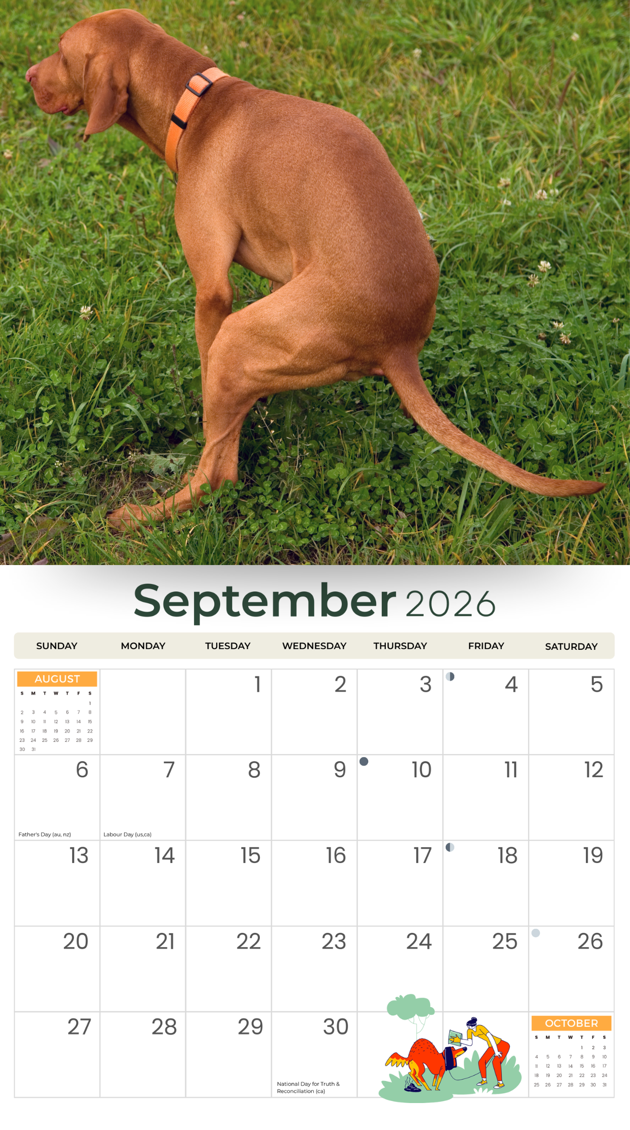 2026 Oooh Crap! The Pooping Dogs Calendar - Deluxe Wall Calendar