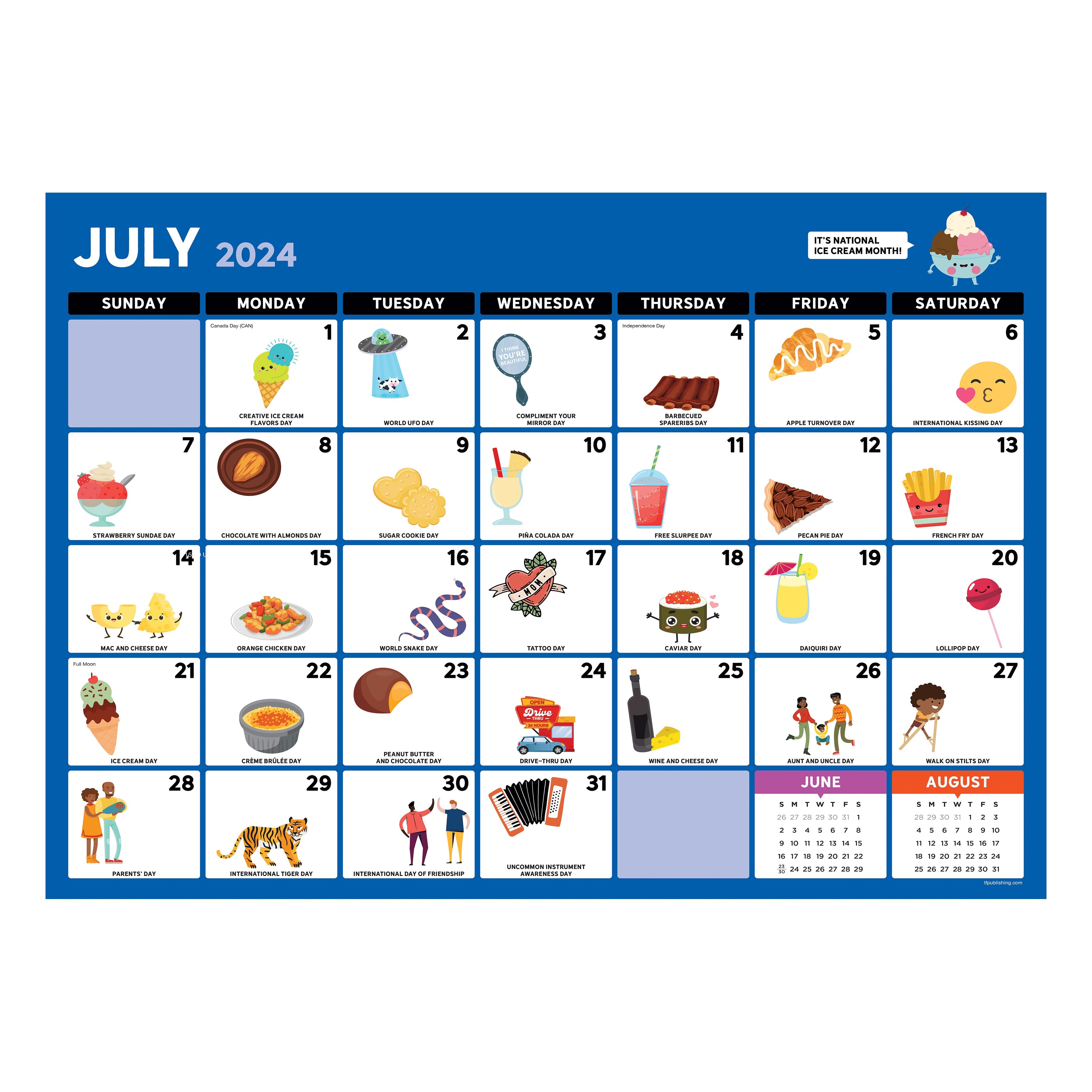July 2024 - June 2025 Every Day's A Holiday - Medium Monthly Desk Pad Blotter Academic Calendar