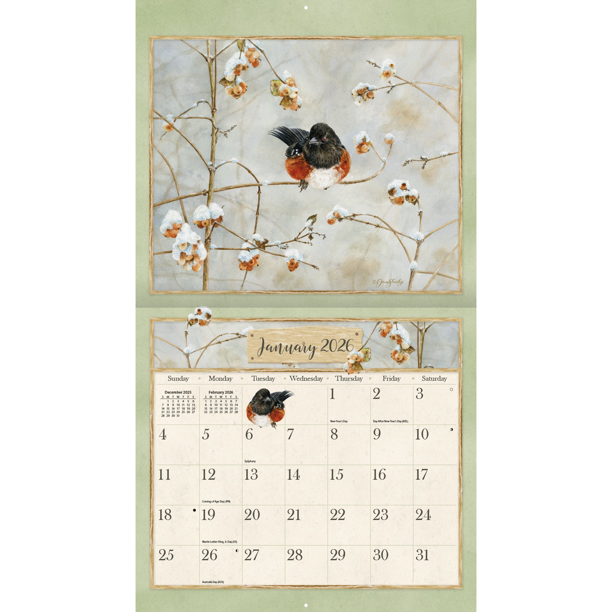 2026 LANG Birds In The Garden - Deluxe Wall Calendar