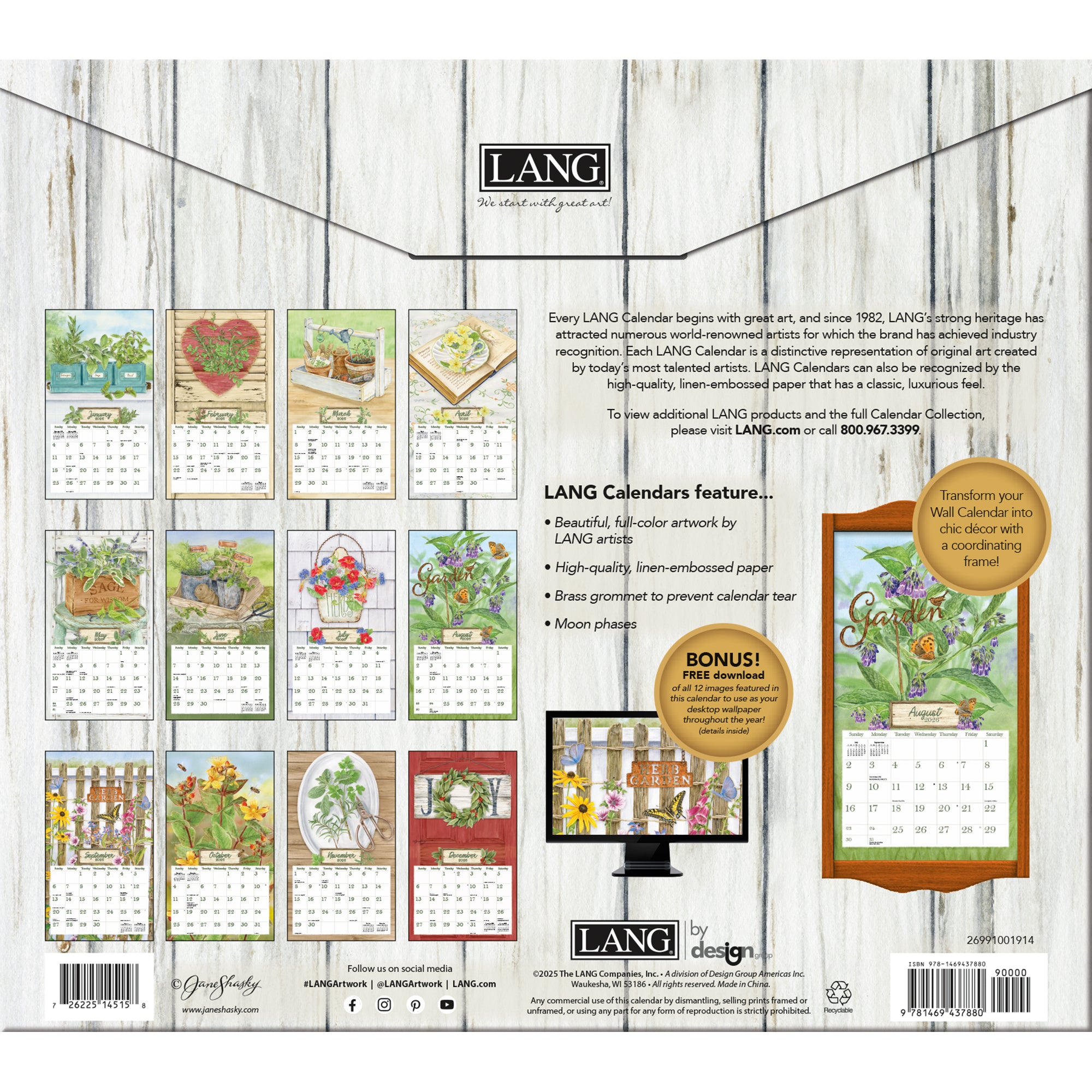 2026 LANG Herb Garden - Deluxe Wall Calendar
