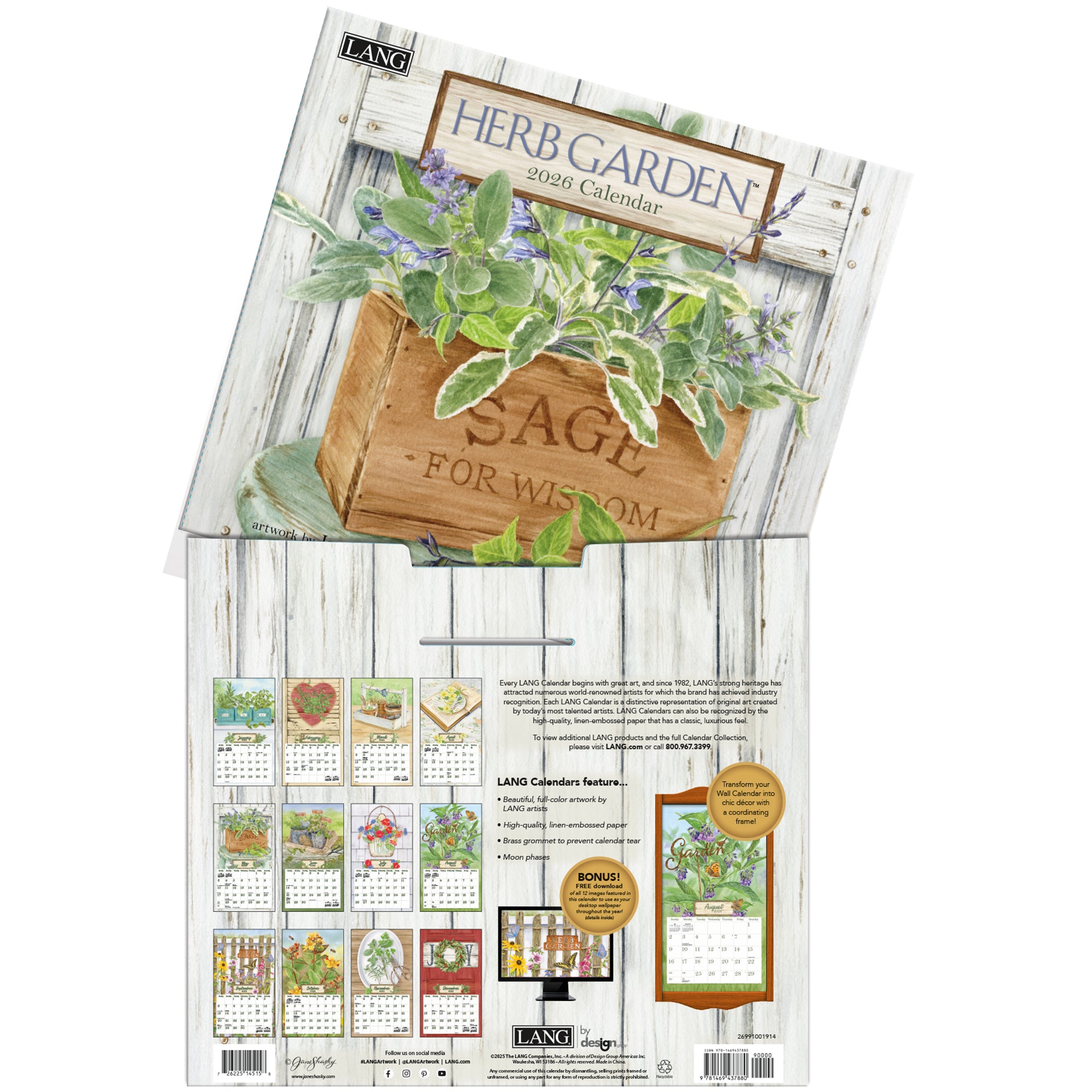 2026 LANG Herb Garden - Deluxe Wall Calendar