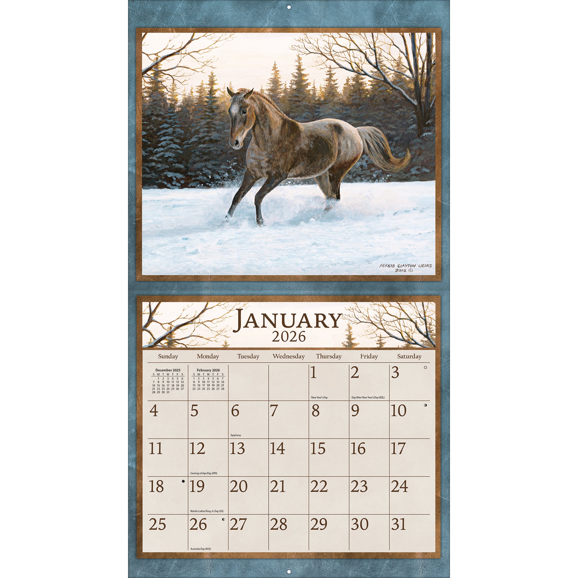 2026 LANG Horses In The Mist - Deluxe Wall Calendar