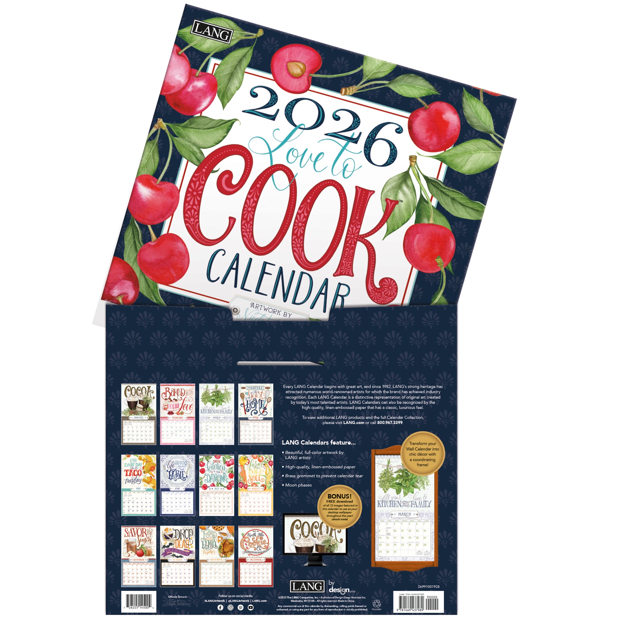 2026 LANG Love To Cook - Deluxe Wall Calendar