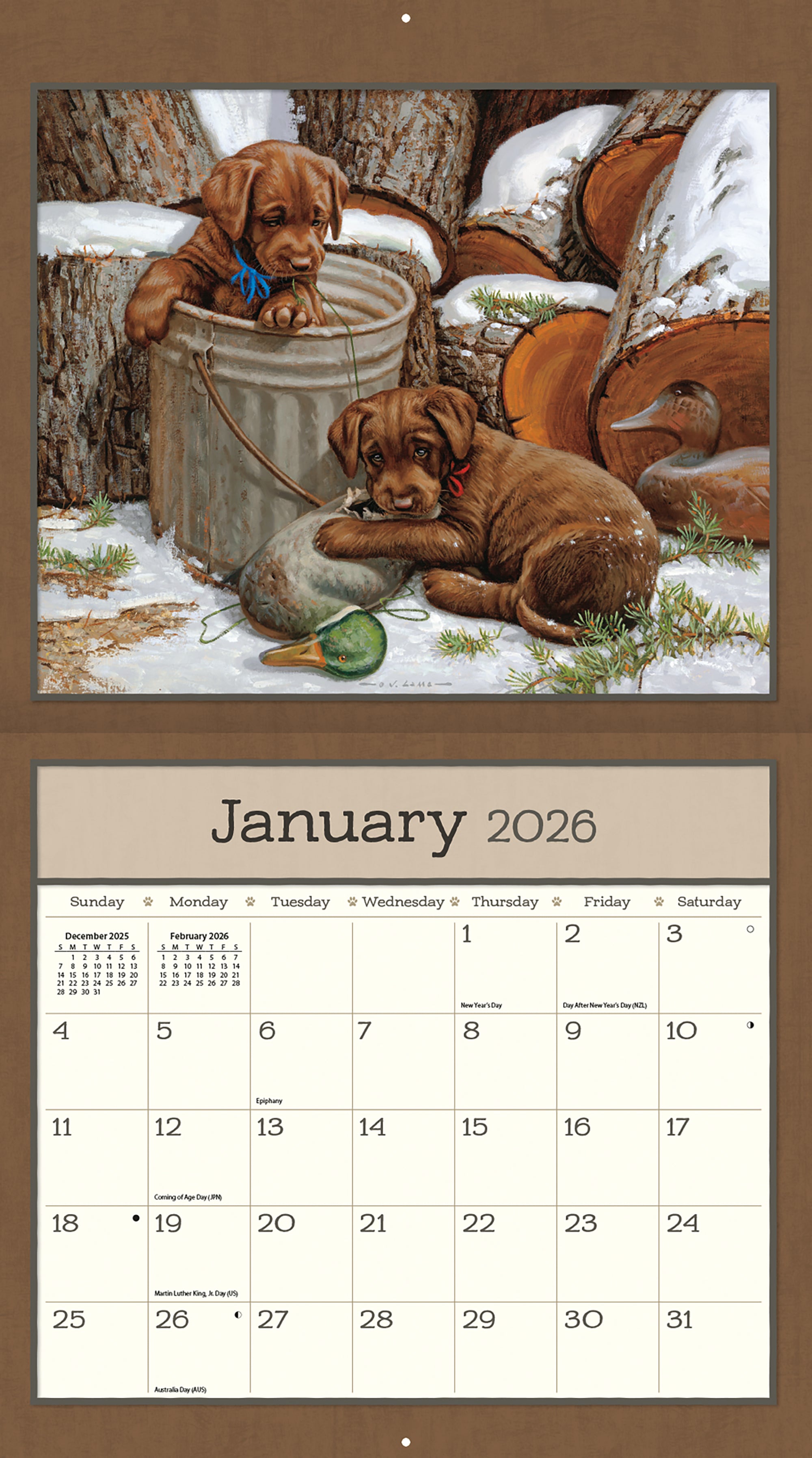 2026 LANG Puppy - Deluxe Wall Calendar