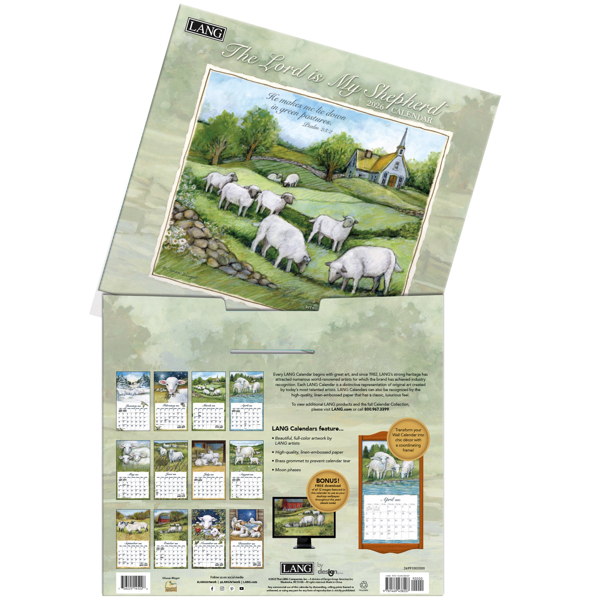 2026 LANG The Lord Is My Shepherd - Deluxe Wall Calendar