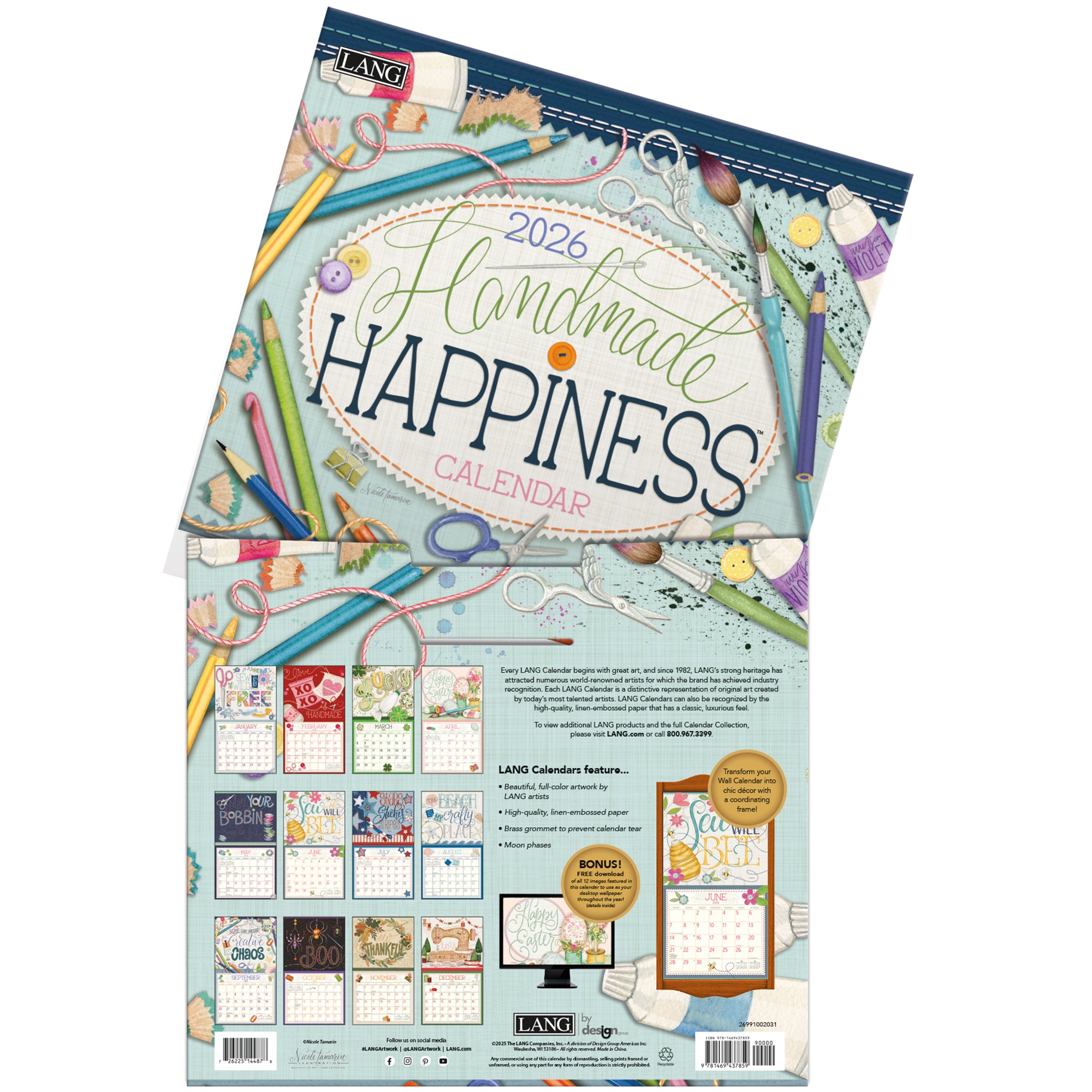 2026 LANG Handmade Happiness - Deluxe Wall Calendar