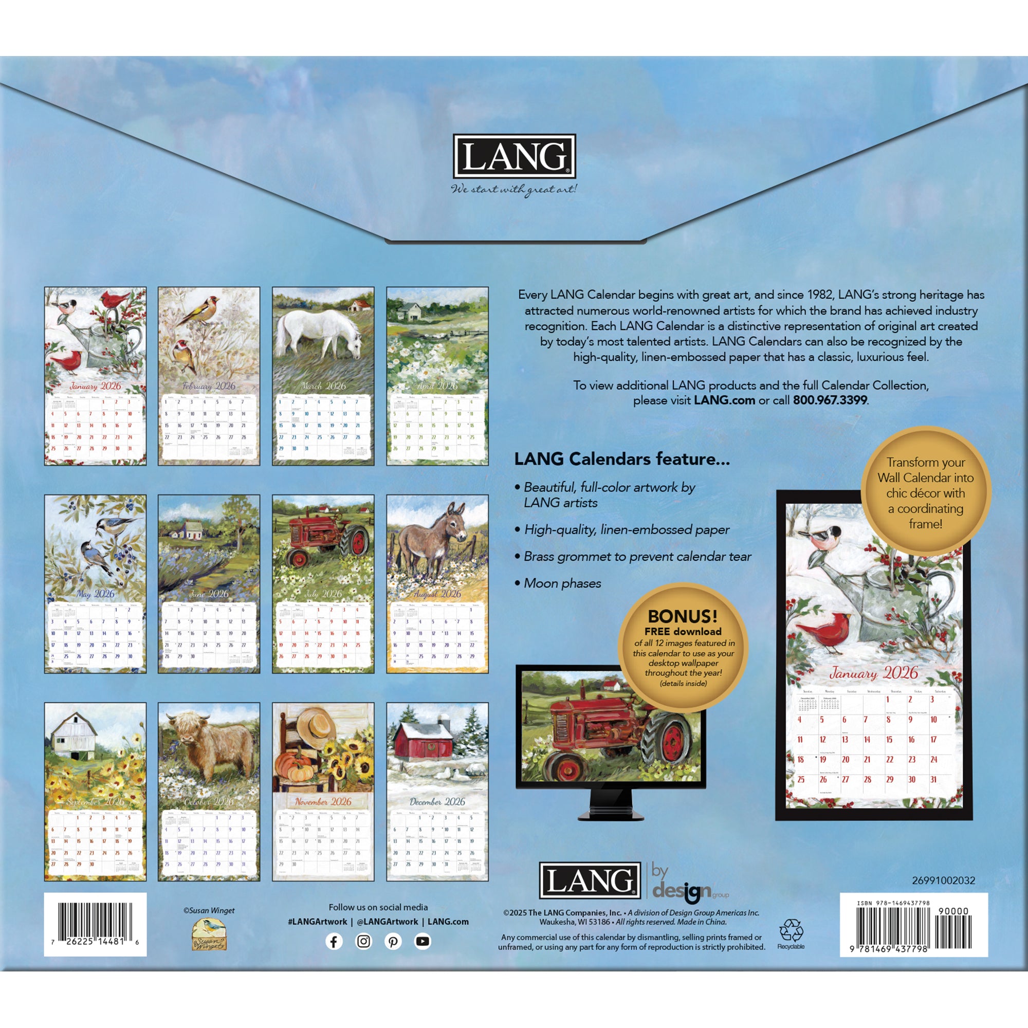 2026 LANG Fields Of Home - Deluxe Wall Calendar