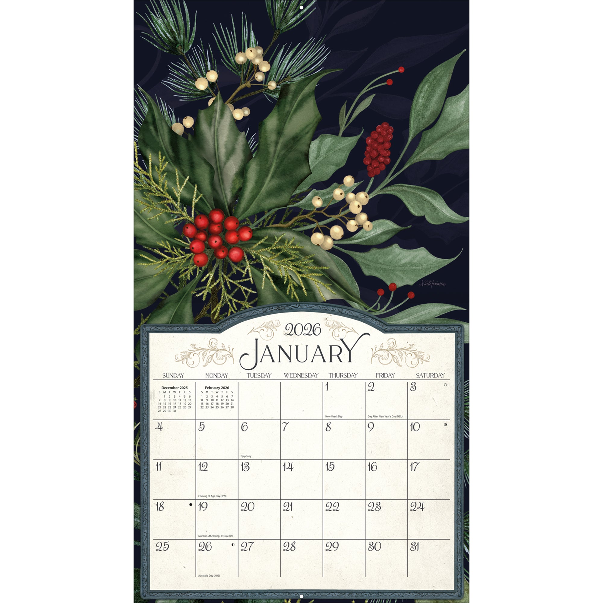2026 LANG Midnight Garden - Deluxe Wall Calendar