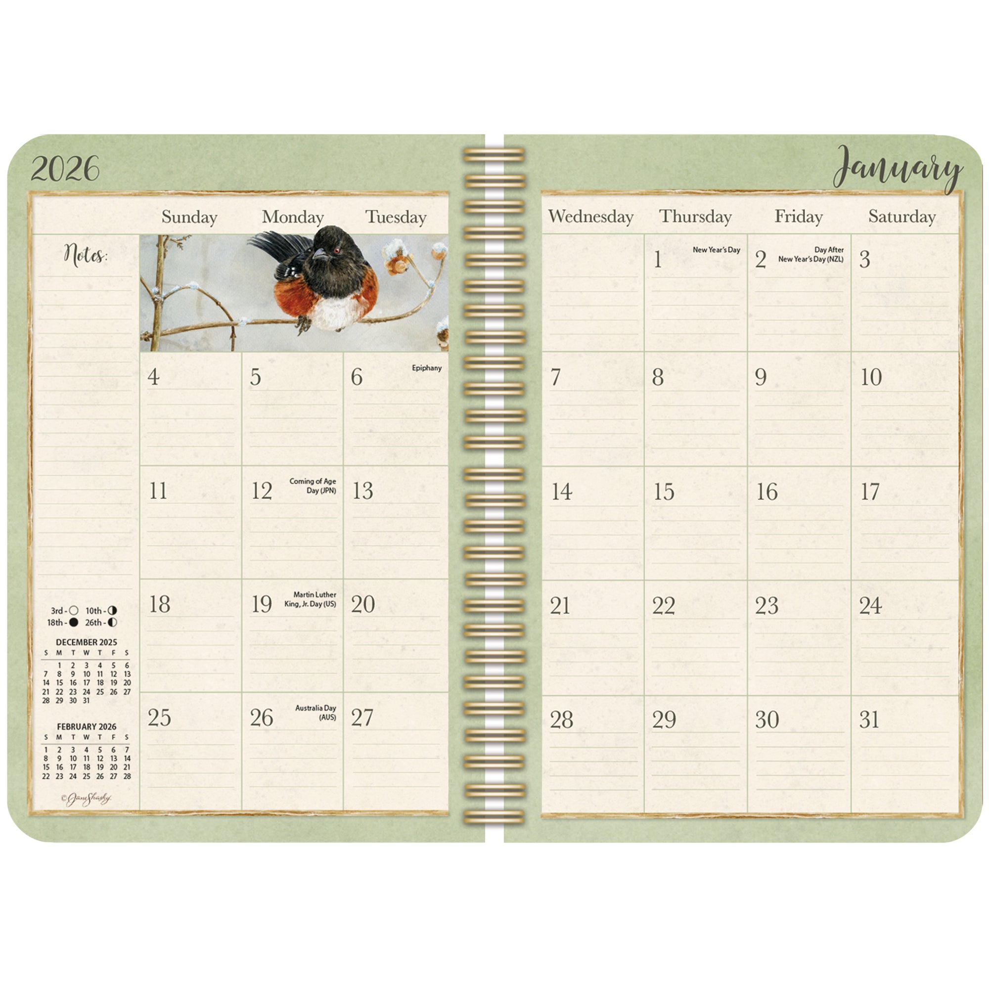 2026 LANG Birds In The Garden - Spiral Monthly & Weekly Engagement Diary/Planner