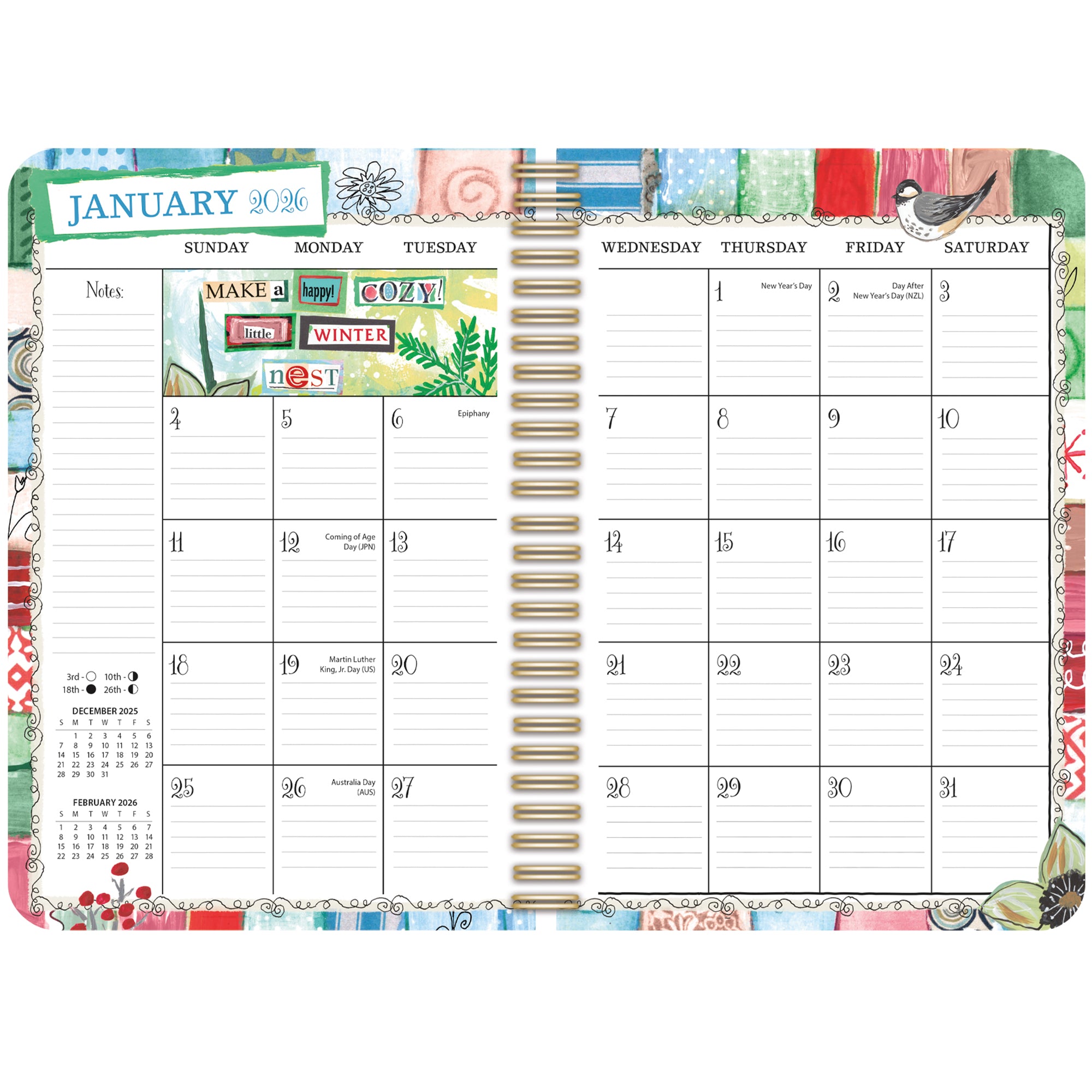 2026 LANG Happy Life - Spiral Monthly & Weekly Engagement Diary/Planner