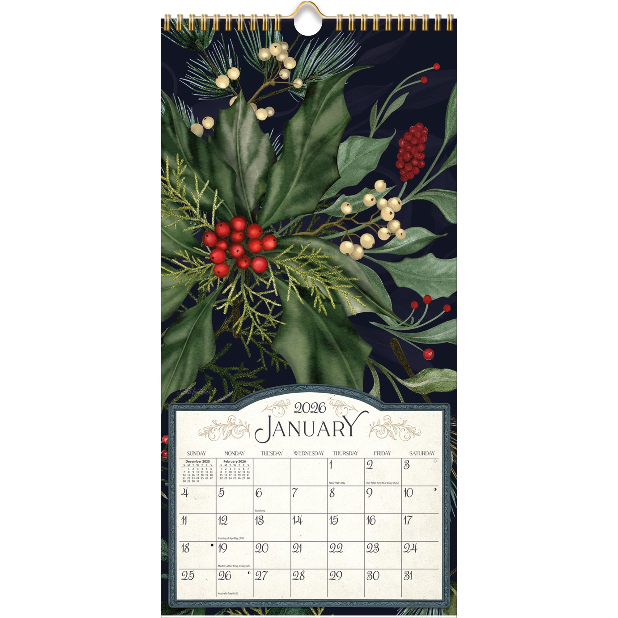 2026 LANG Midnight Garden - Slim Vertical Wall Calendar
