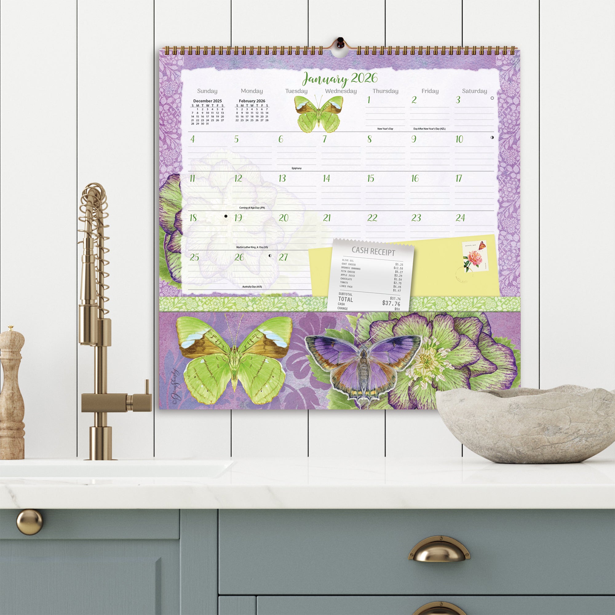 2026 LANG Butterflies - Note Nook Square Wall Calendar