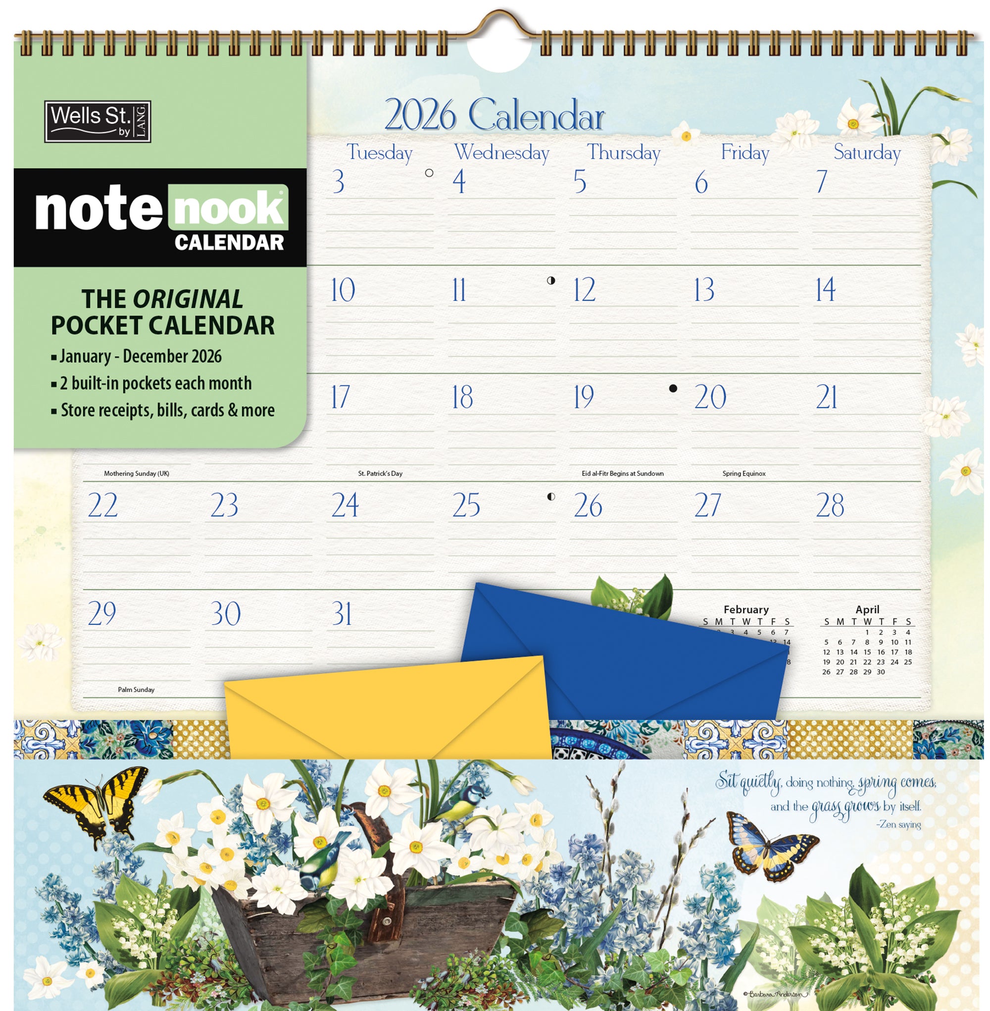 2026 LANG Botanical Gardens - Note Nook Square Wall Calendar