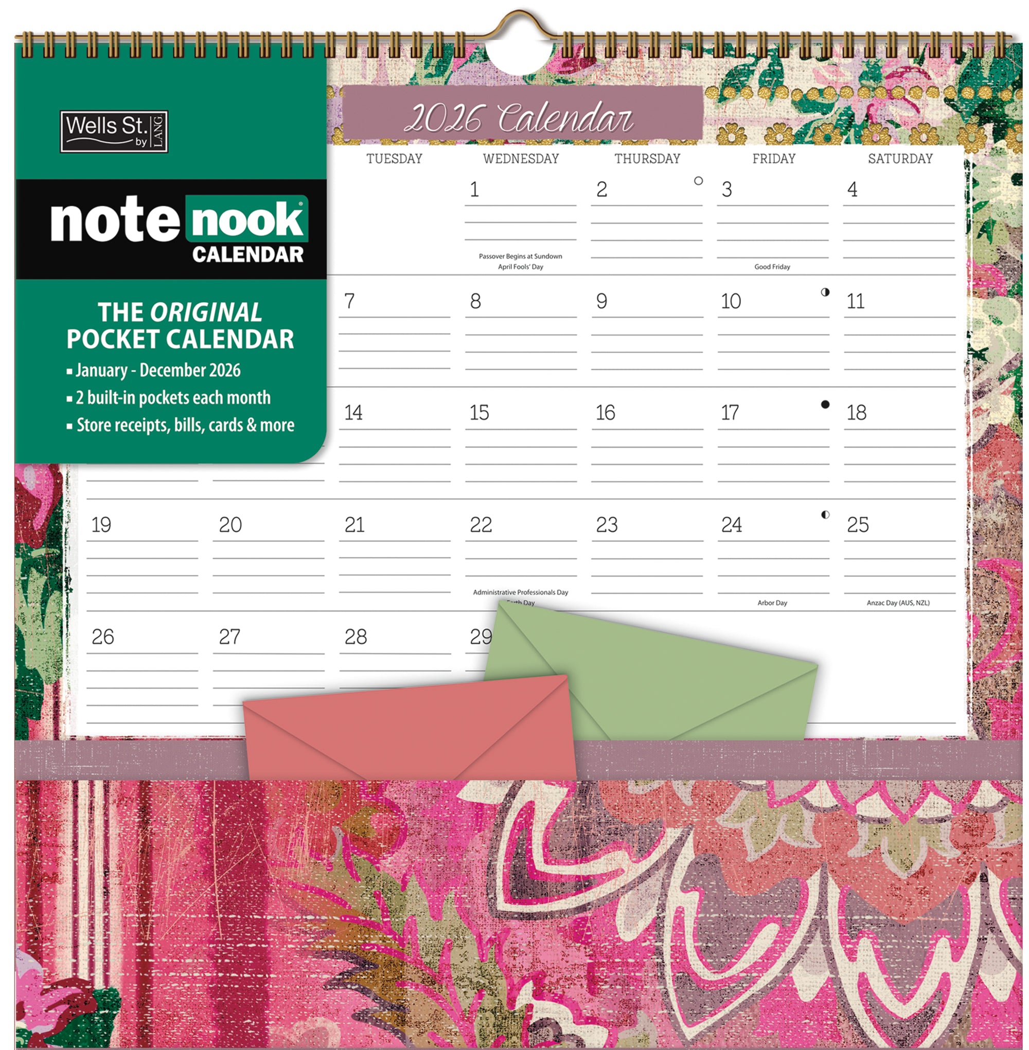 2026 LANG Patina Vie - Note Nook Square Wall Calendar