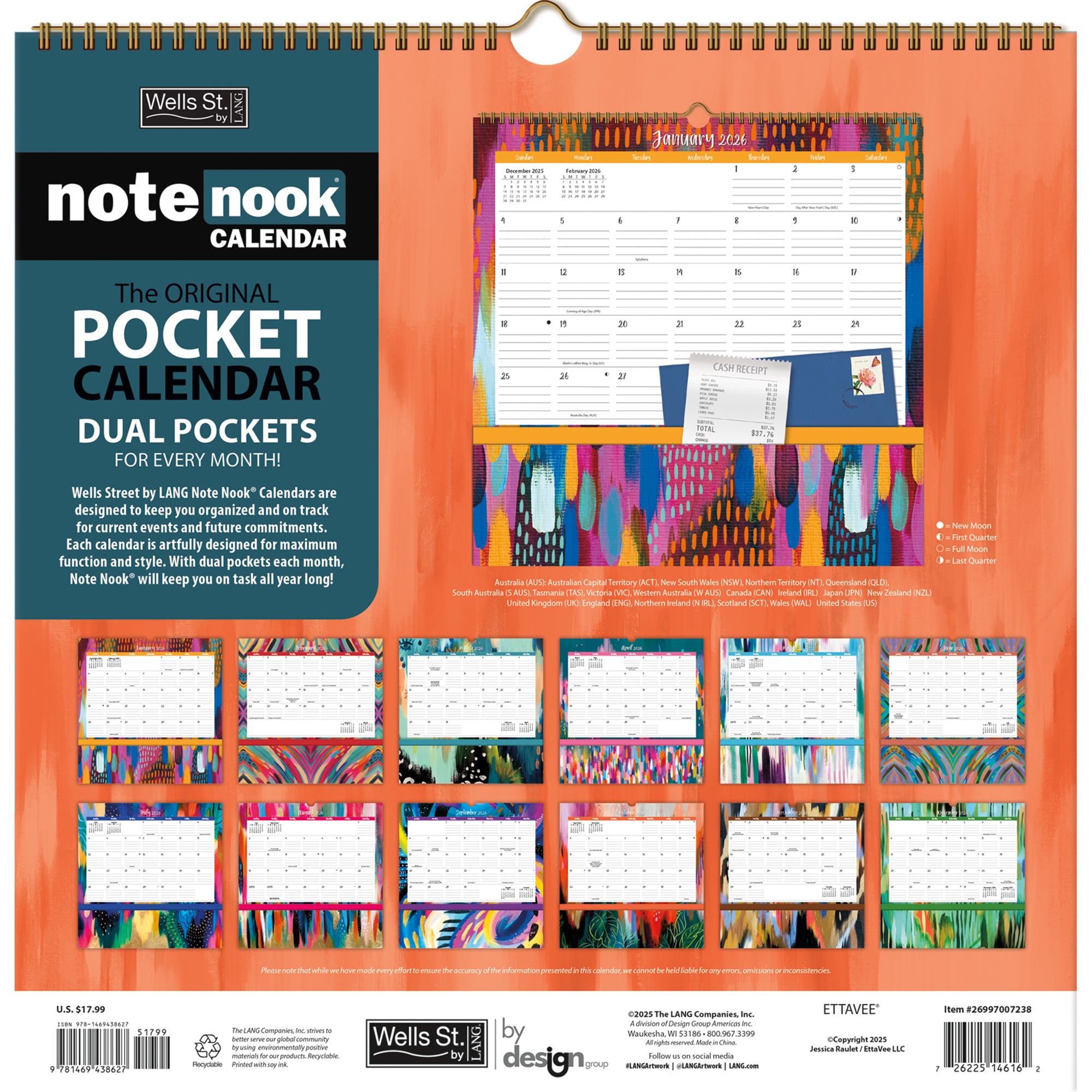 2026 LANG Ettavee - Note Nook Square Wall Calendar