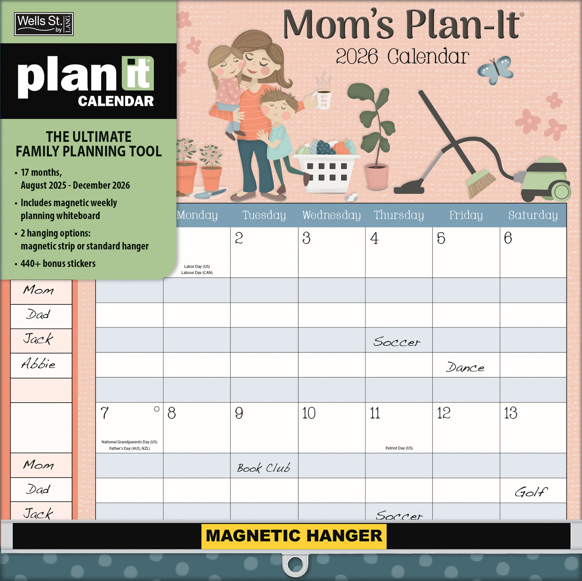 2026 LANG Moms - Plan It Plus Magnetic Square Wall Calendar