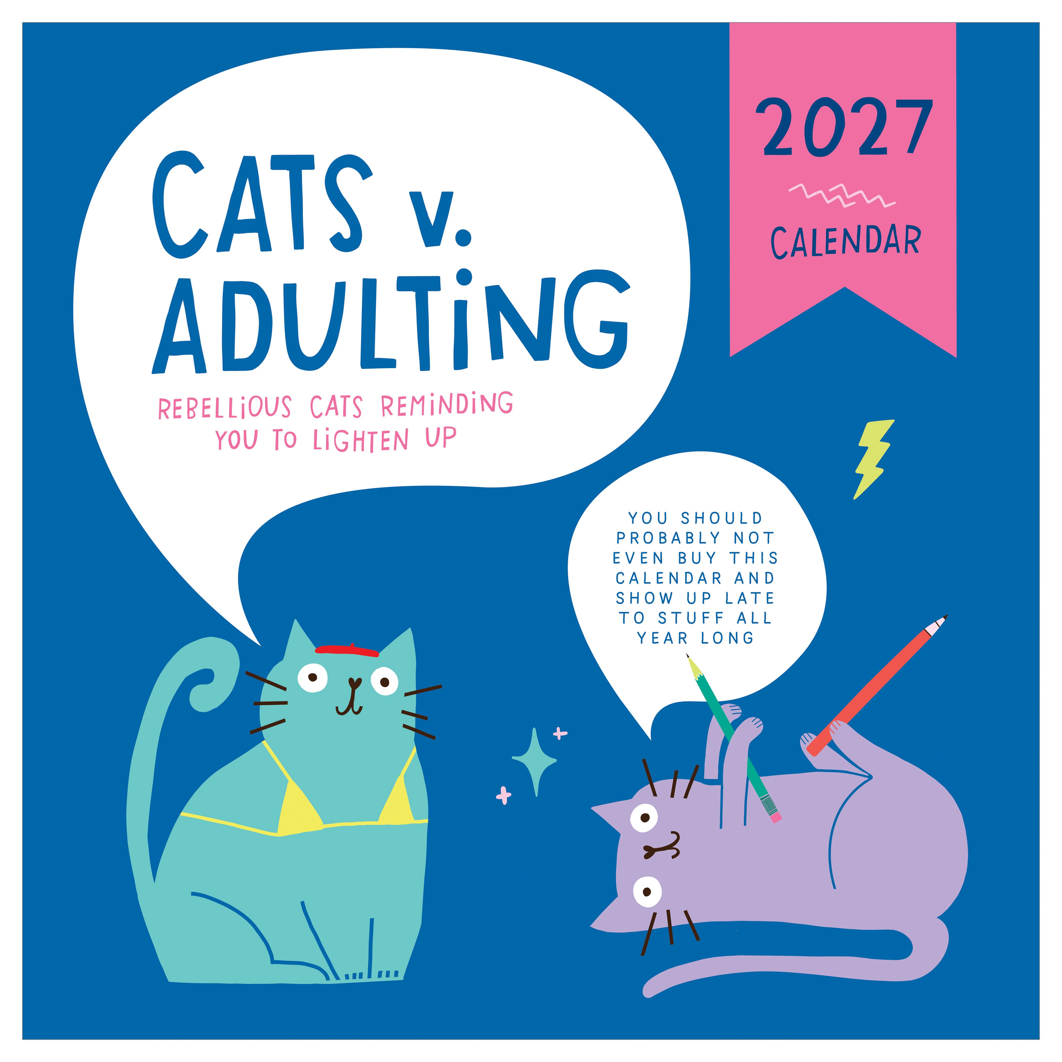 2027 Cat vs Adulting - Square Wall Calendar