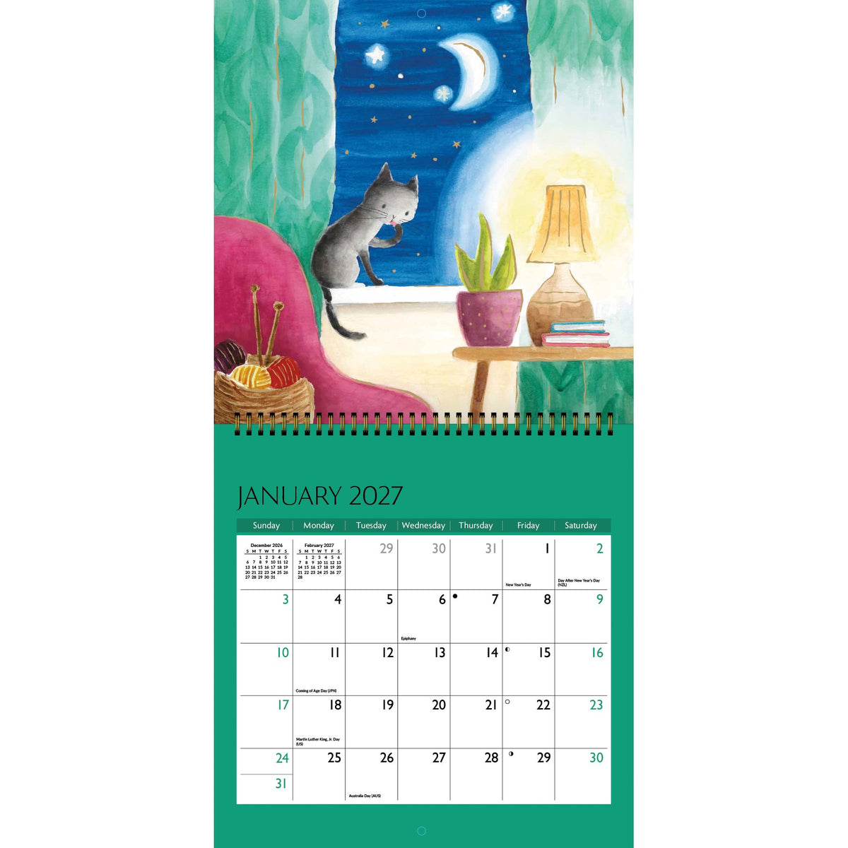 2027 Cute Cats - Spiral Square Wall Calendar