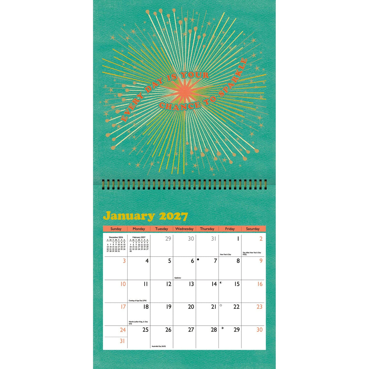 2027 Sunshine Affirmations - Spiral Square Wall Calendar