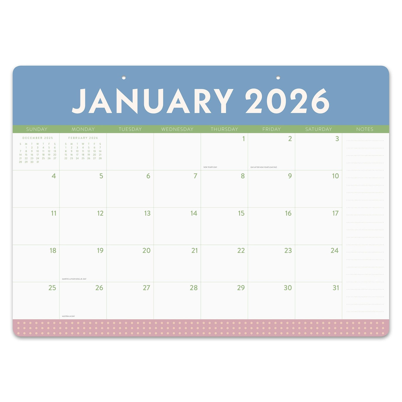 2026 Color Block - 17-Month Desk Blotter Calendar