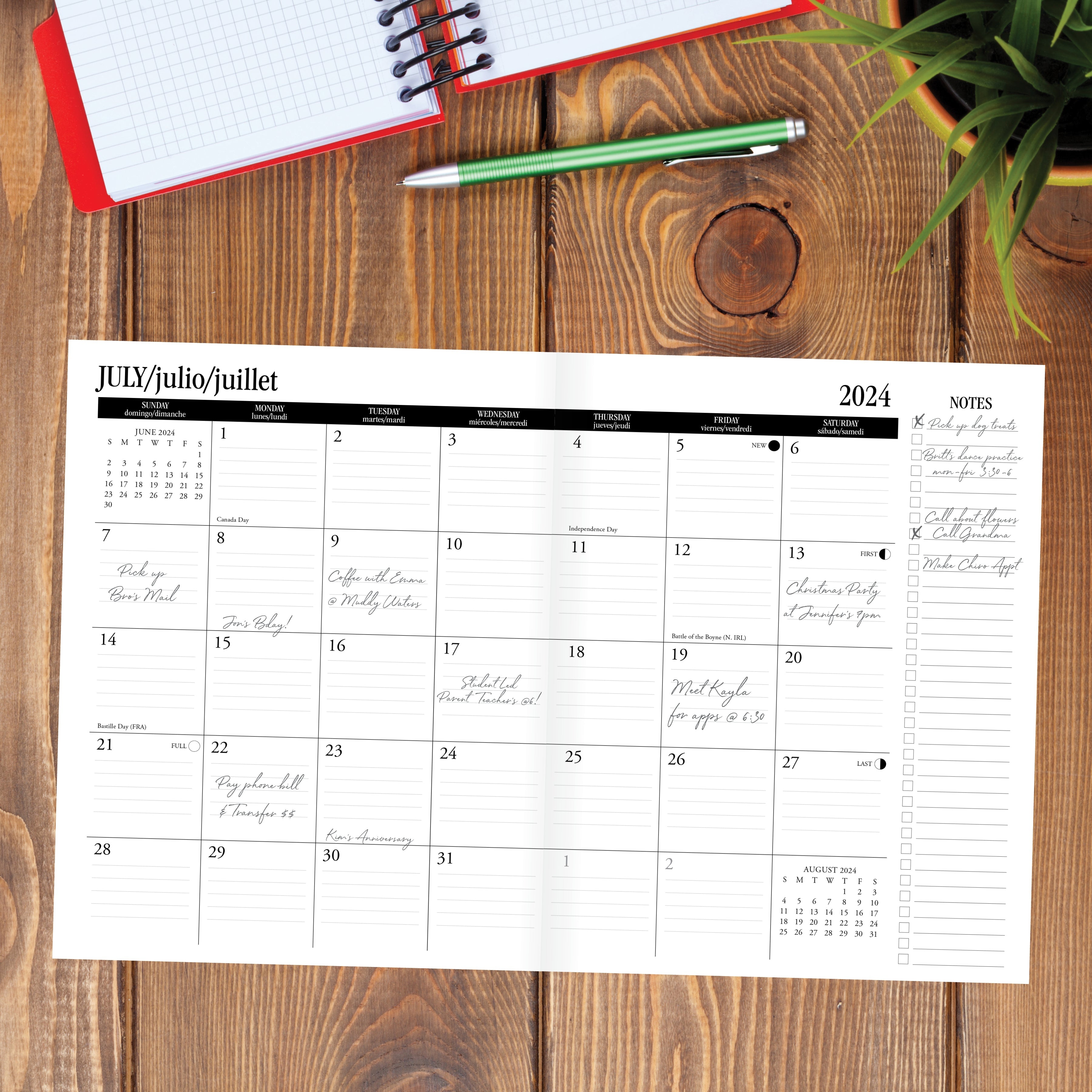 July 2024 - June 2025 Black - Monthly Academic Year Diary/Planner