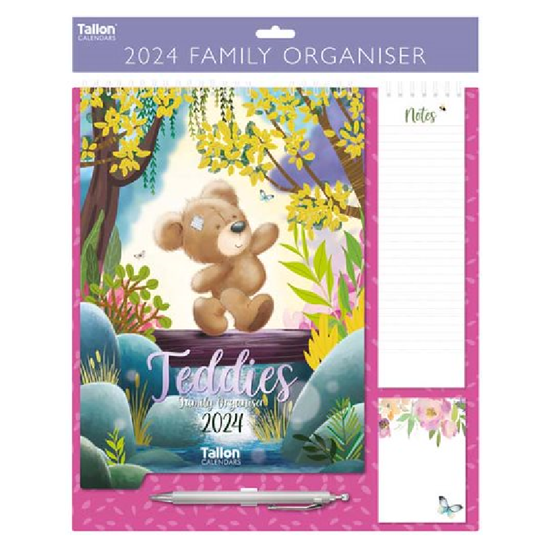 2024 Family Organiser Calendar Planner with Memo Pad, Pen & Shopping List  Floral