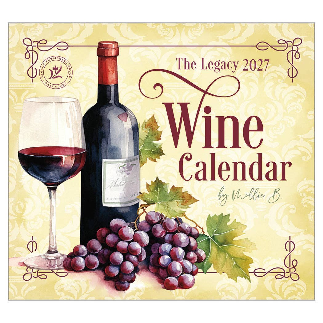 2027 Wine Calendar - Deluxe Wall Calendar by Mollie B