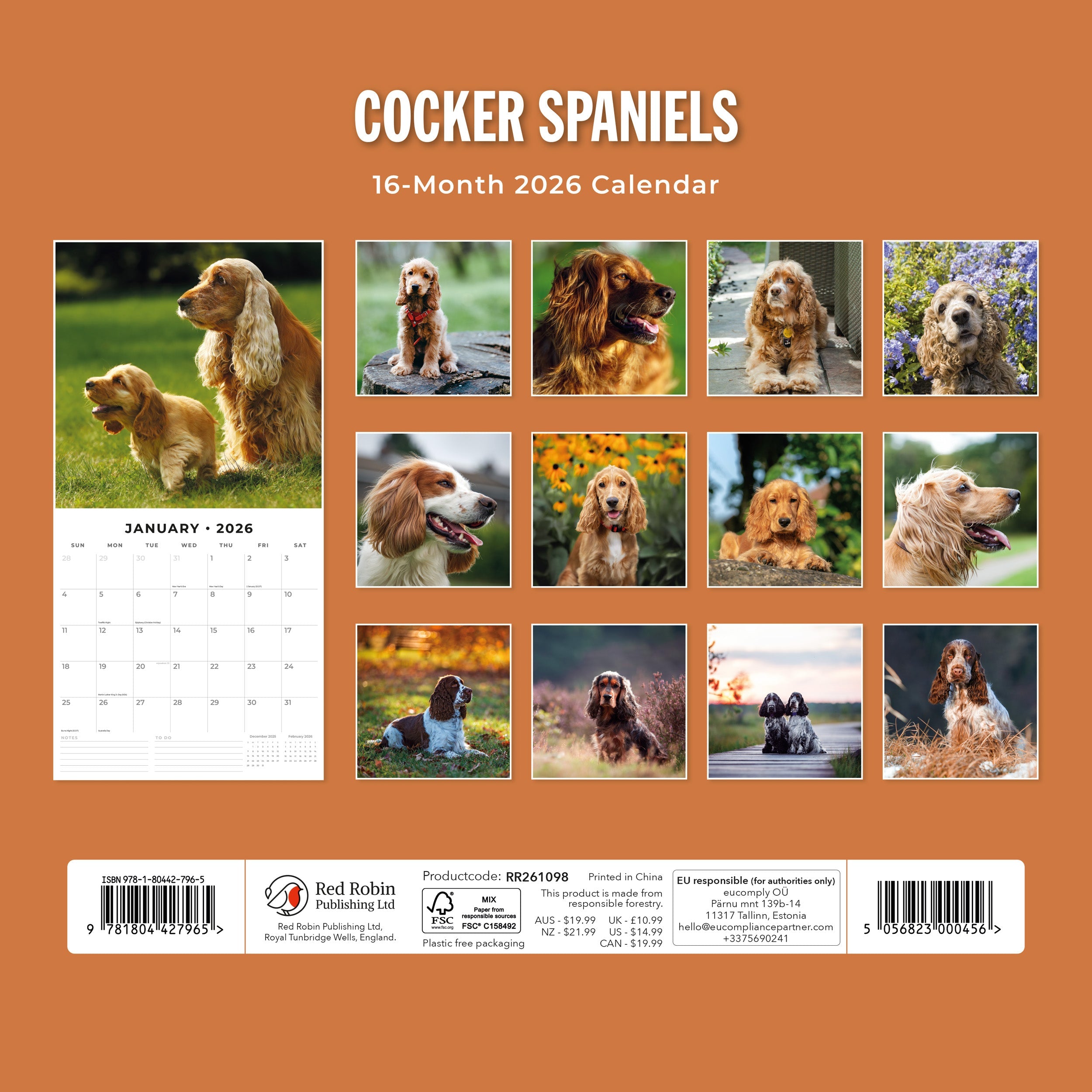 2026 Cocker Spaniels - Square Wall Calendar