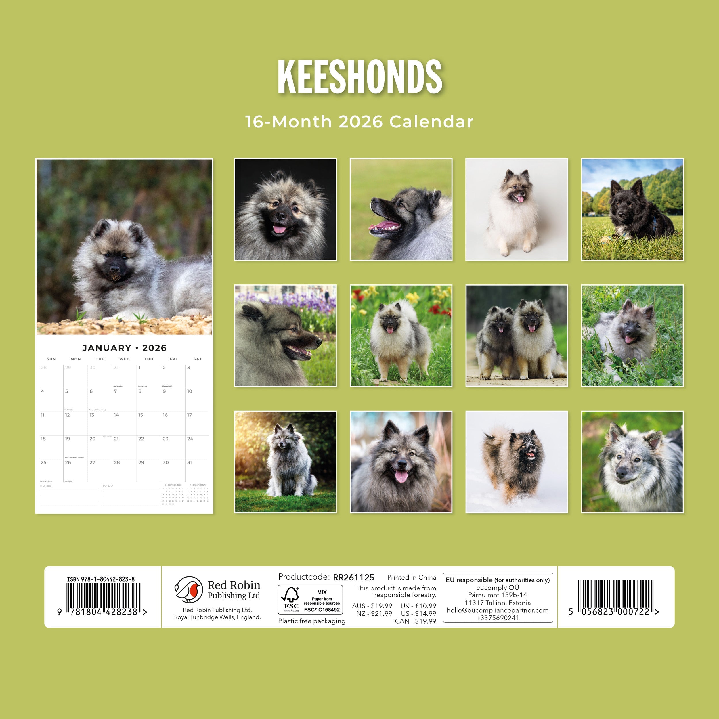 2026 Keeshonds - Square Wall Calendar