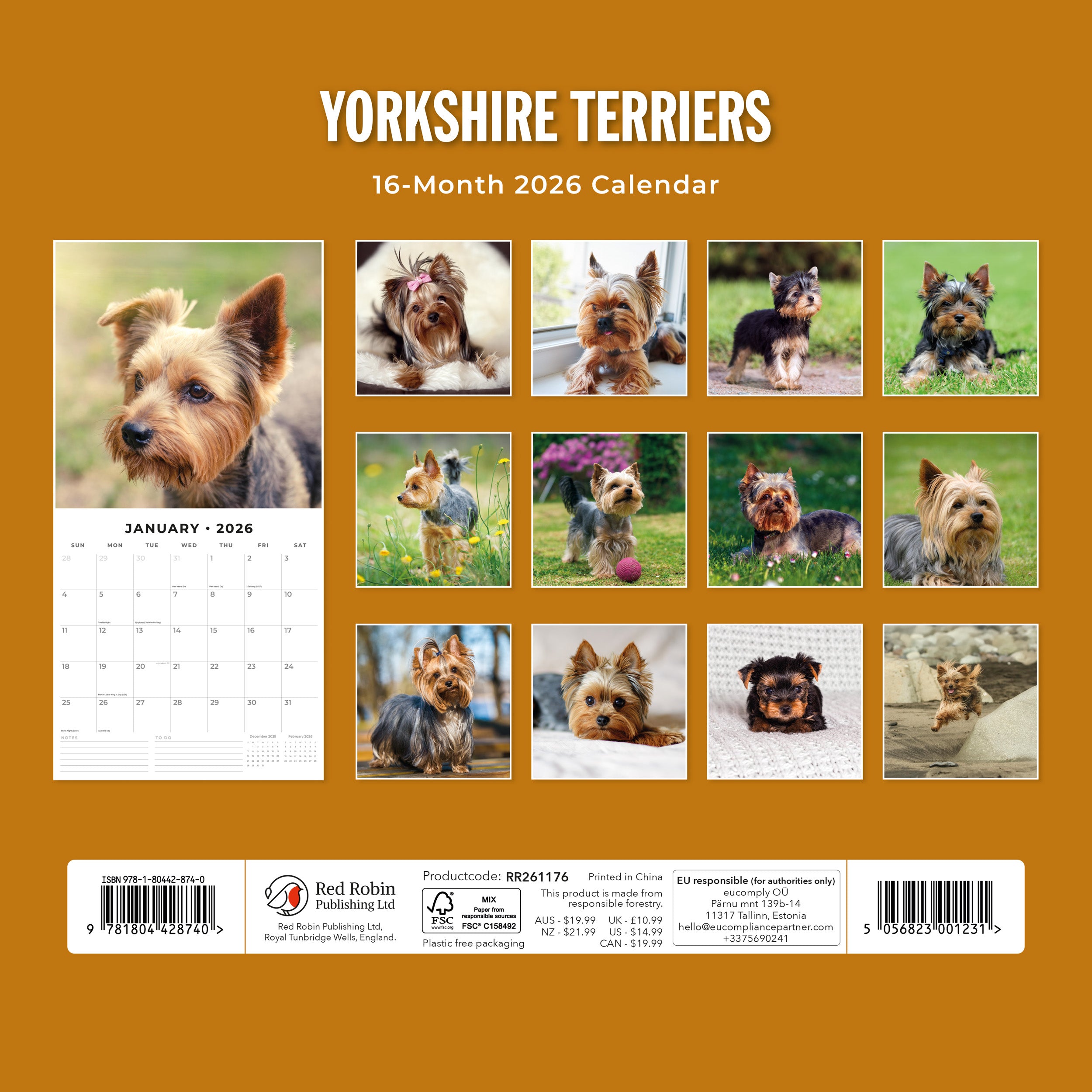 2026 Yorkshire Terriers - Square Wall Calendar