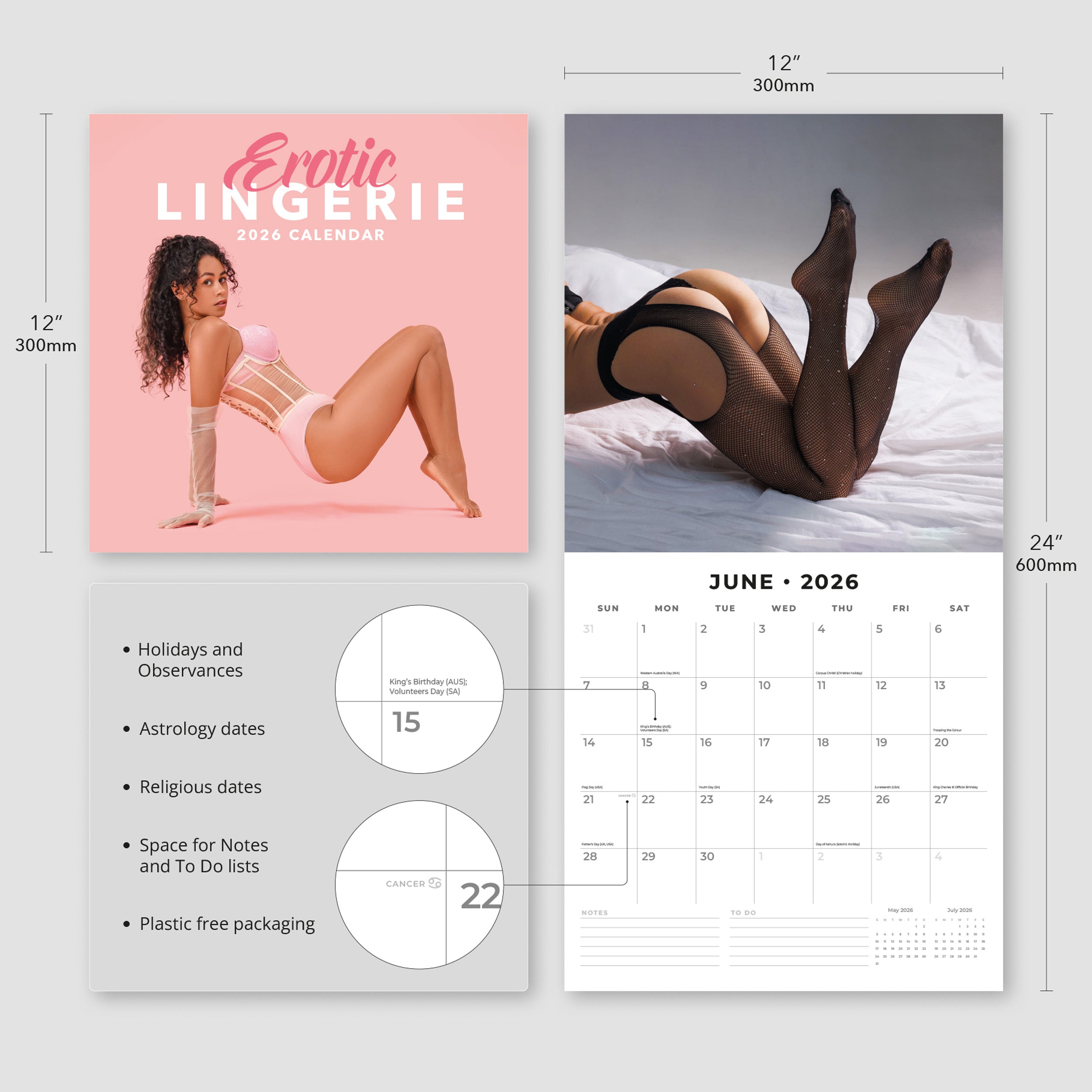 2026 Erotic Lingerie - Square Wall Calendar
