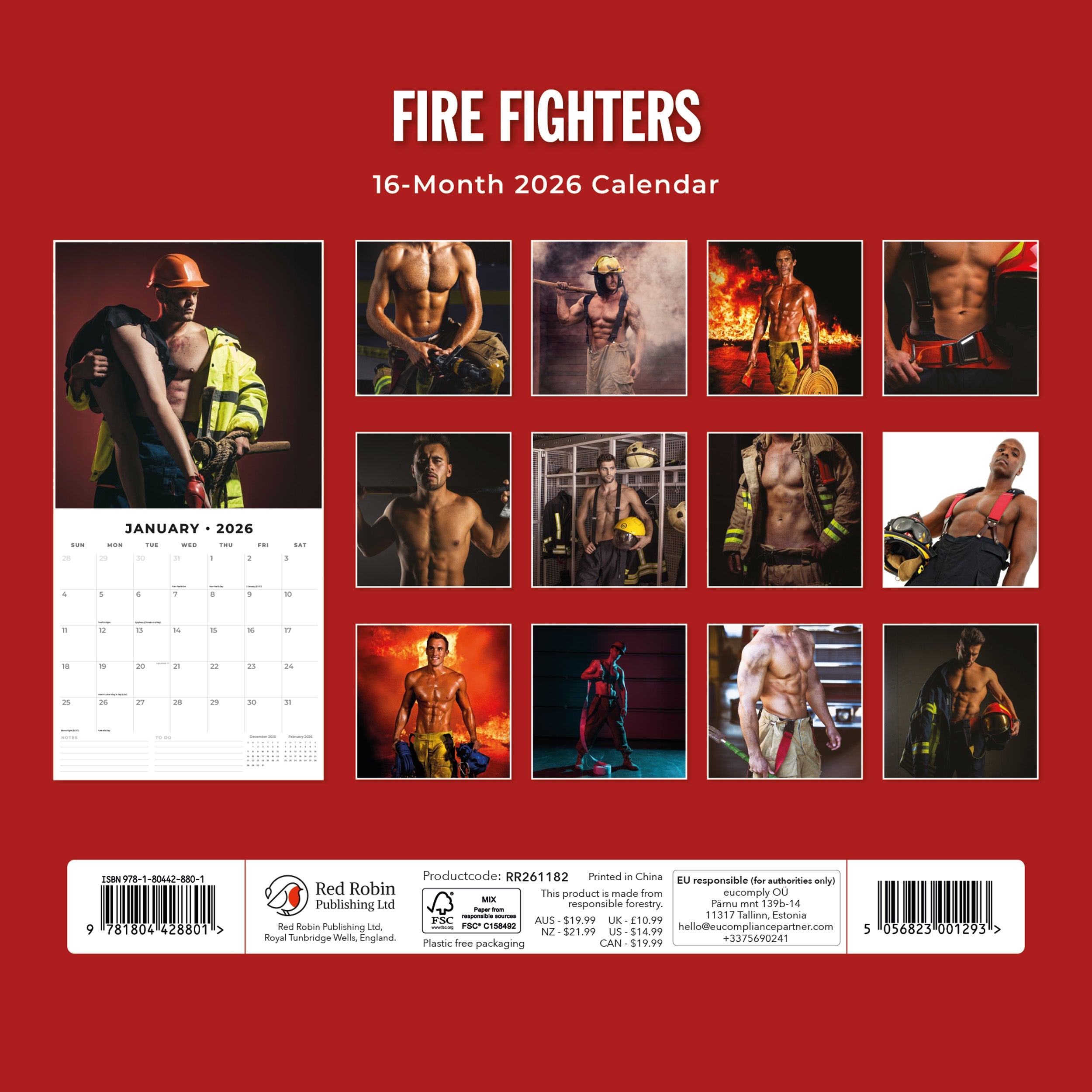 2026 Fire Fighters - Square Wall Calendar