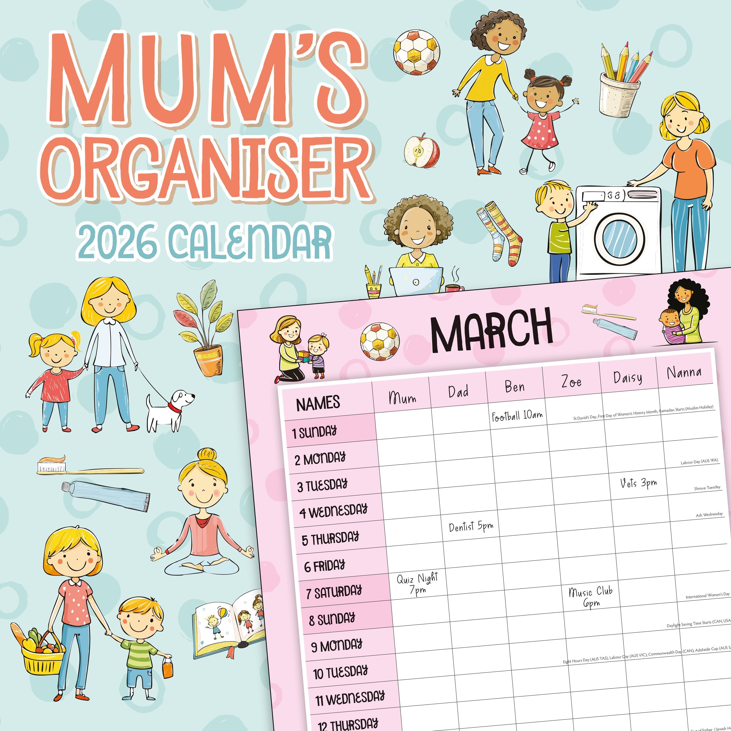 2026 Mum's Organiser - Square Wall Calendar