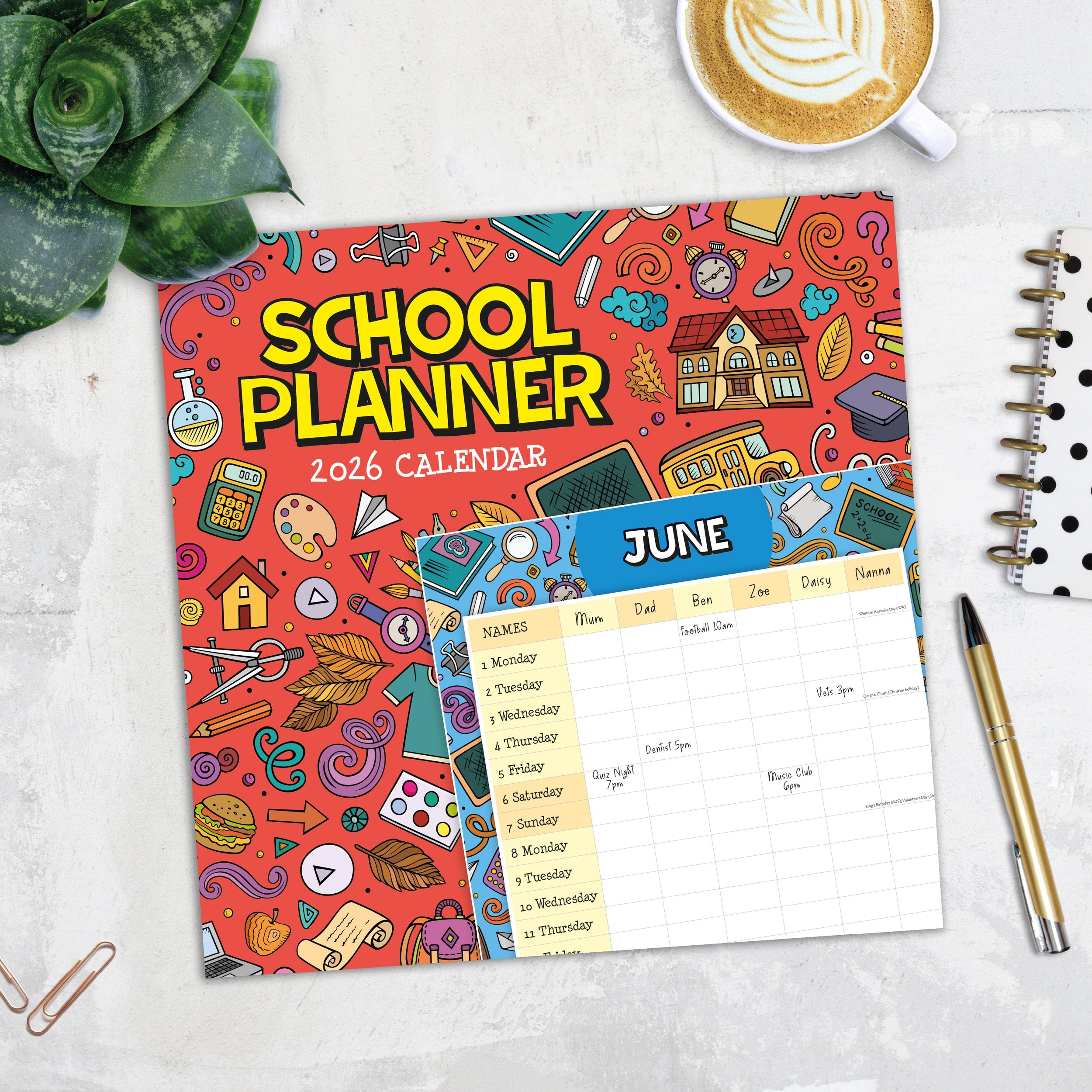 2026 School Planner - Square Wall Calendar