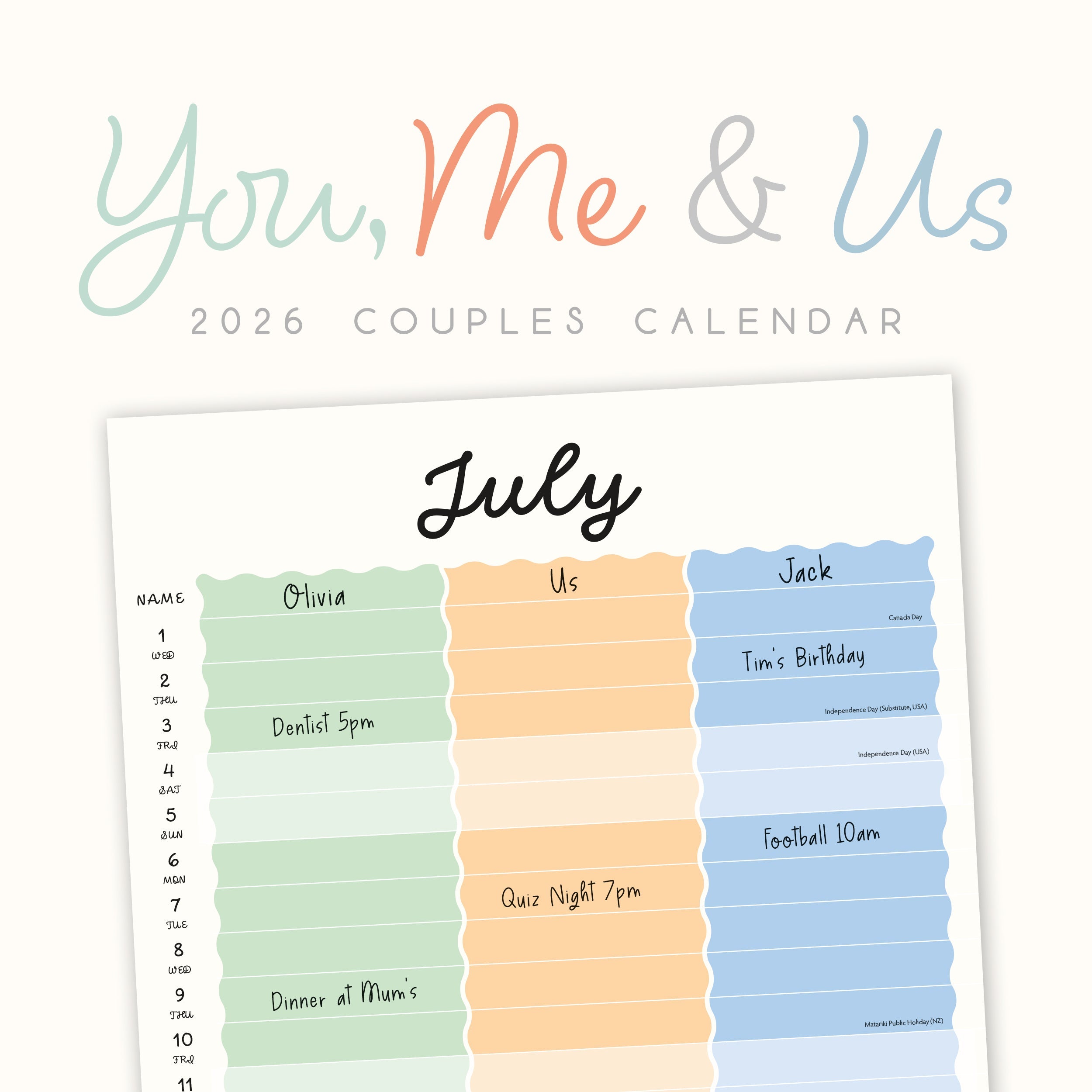 2026 You, Me & Us - Square Wall Calendar