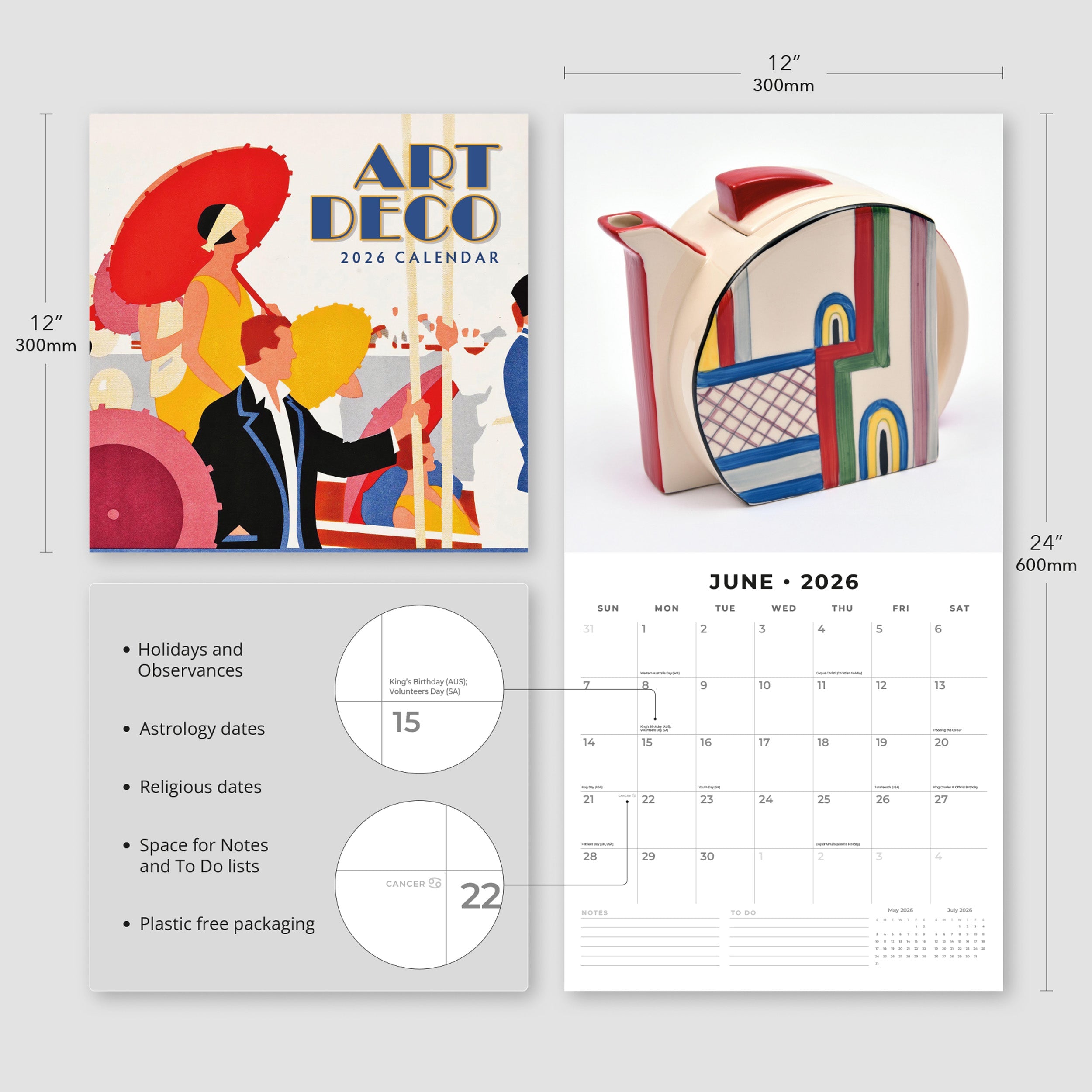 2026 Art Deco - Square Wall Calendar