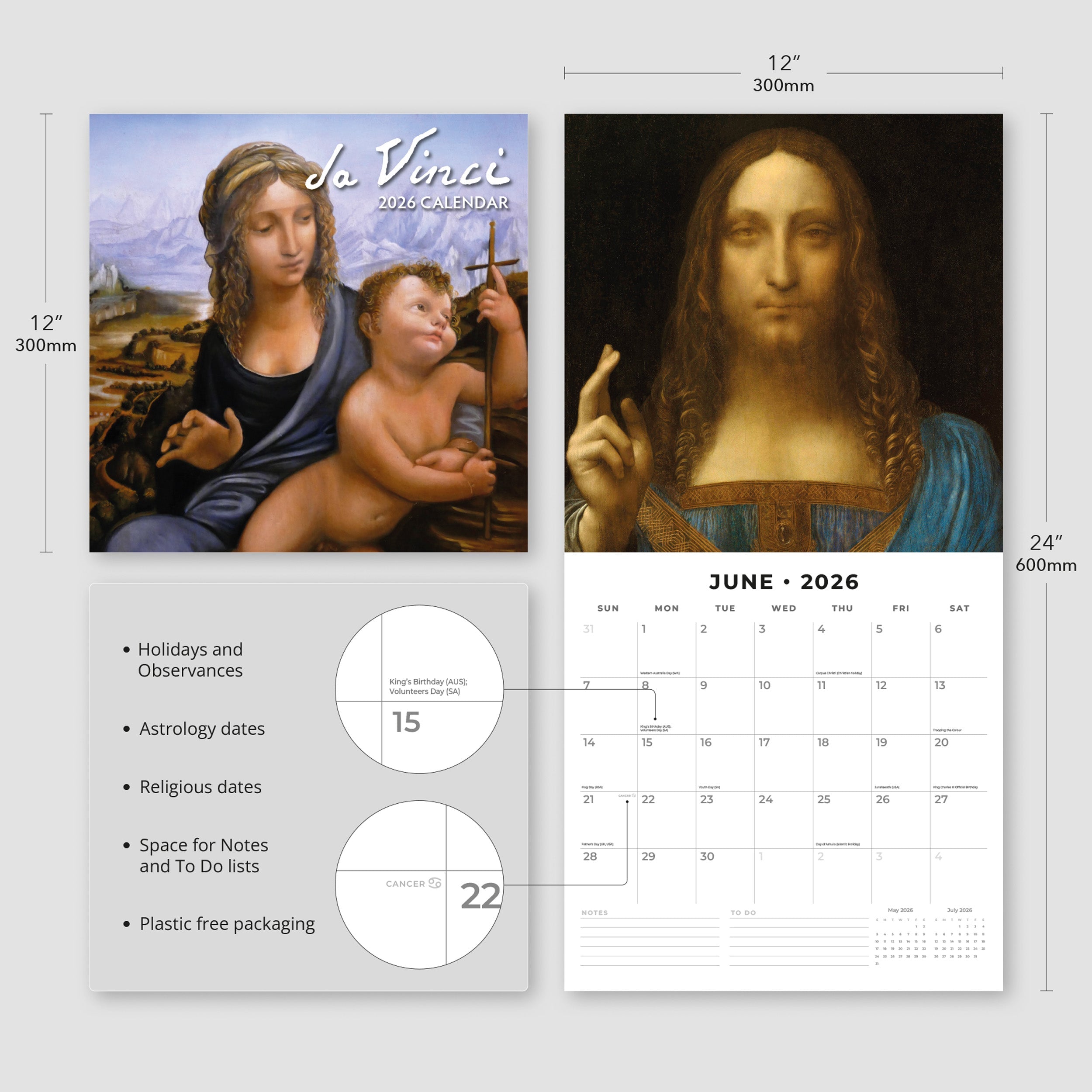 2026 Da Vinci - Square Wall Calendar