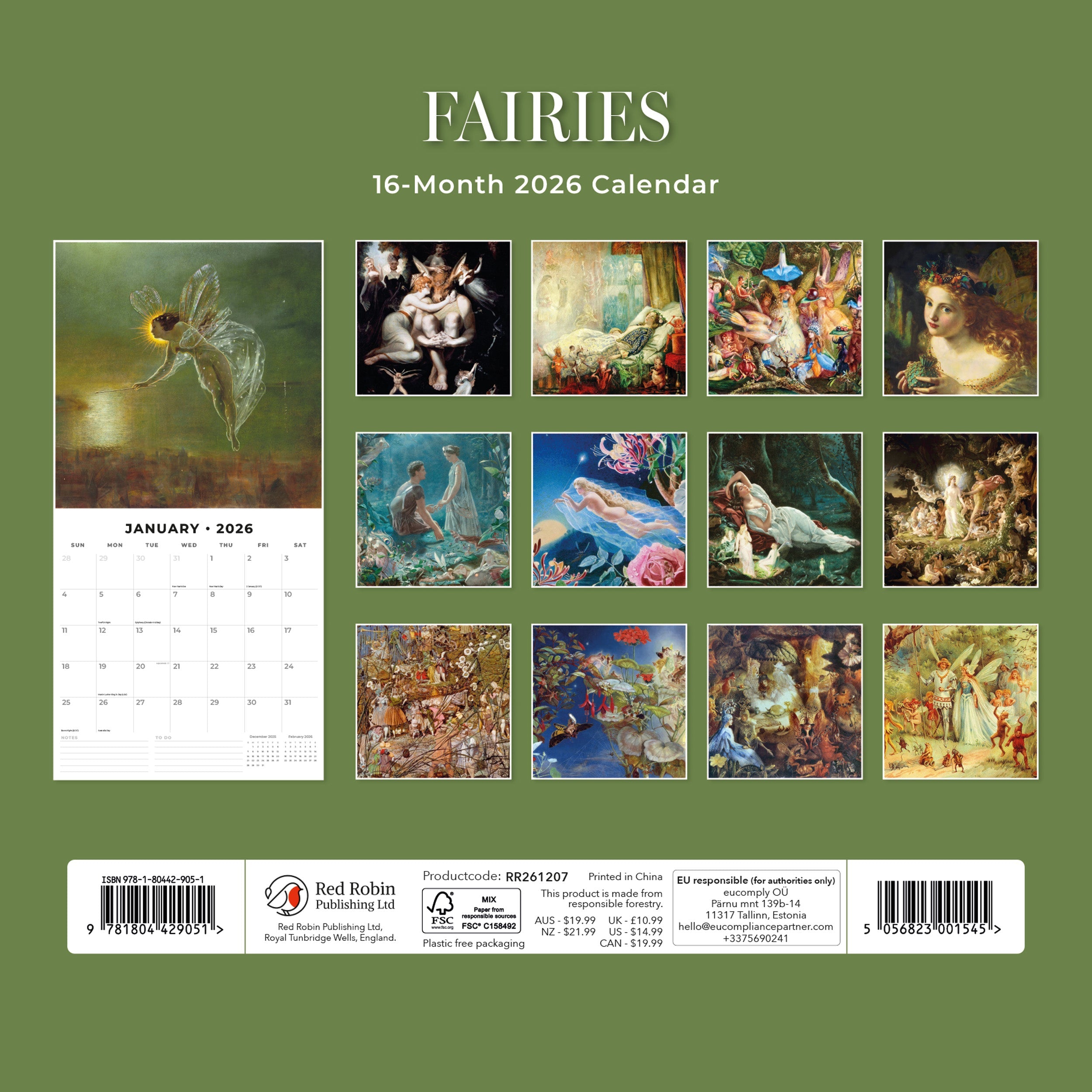 2026 Fairies - Square Wall Calendar