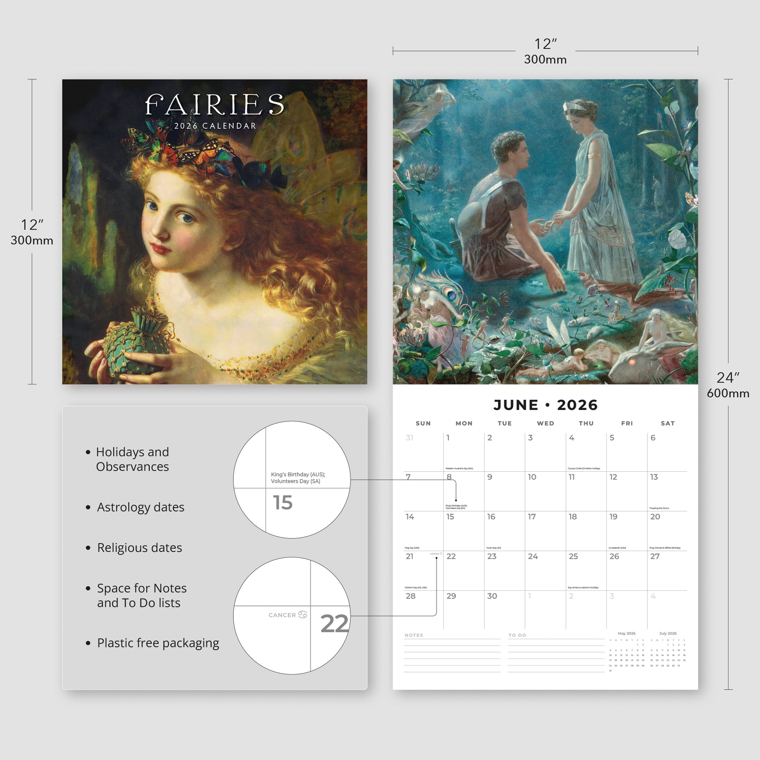 2026 Fairies - Square Wall Calendar