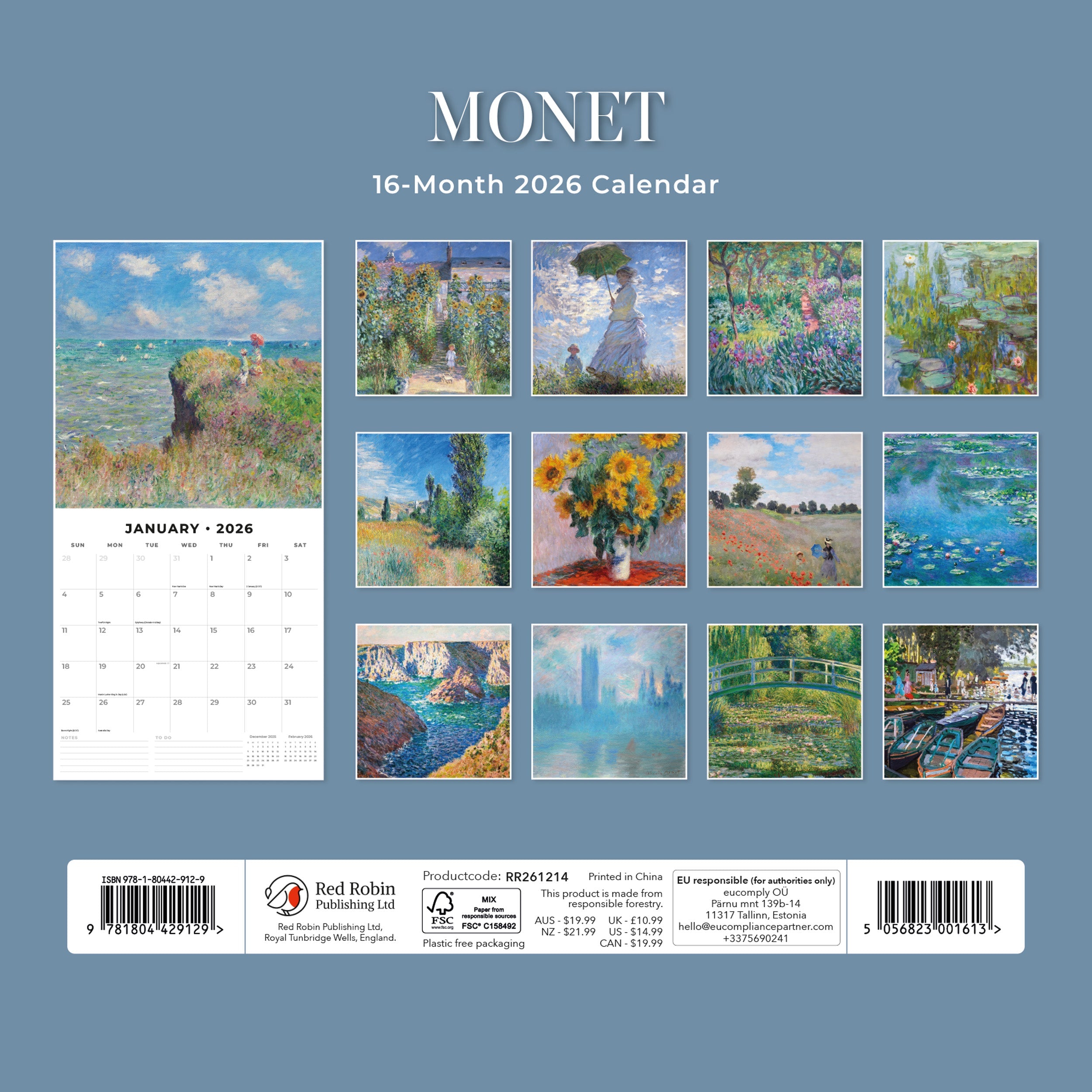 2026 Monet - Square Wall Calendar