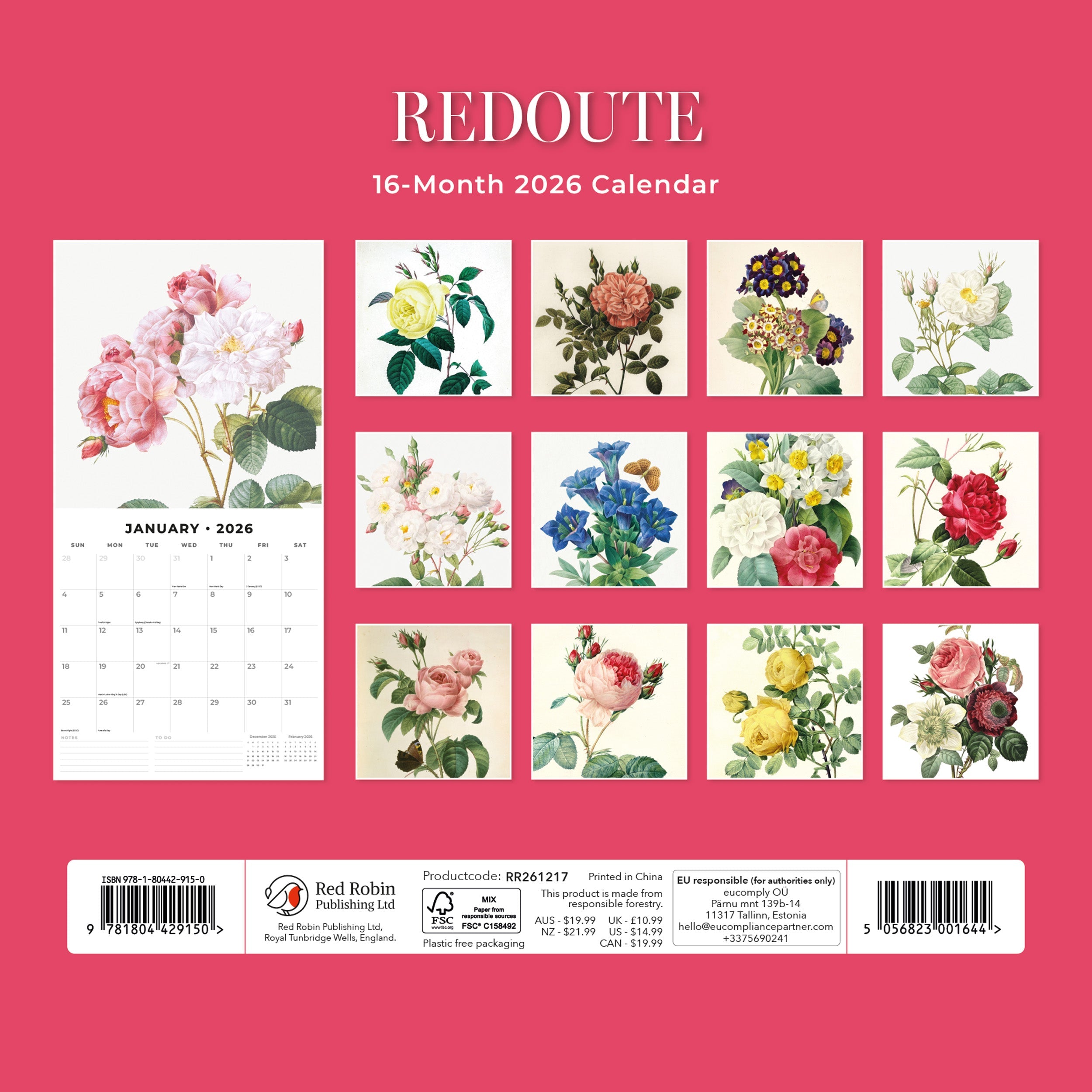 2026 Redoute - Square Wall Calendar