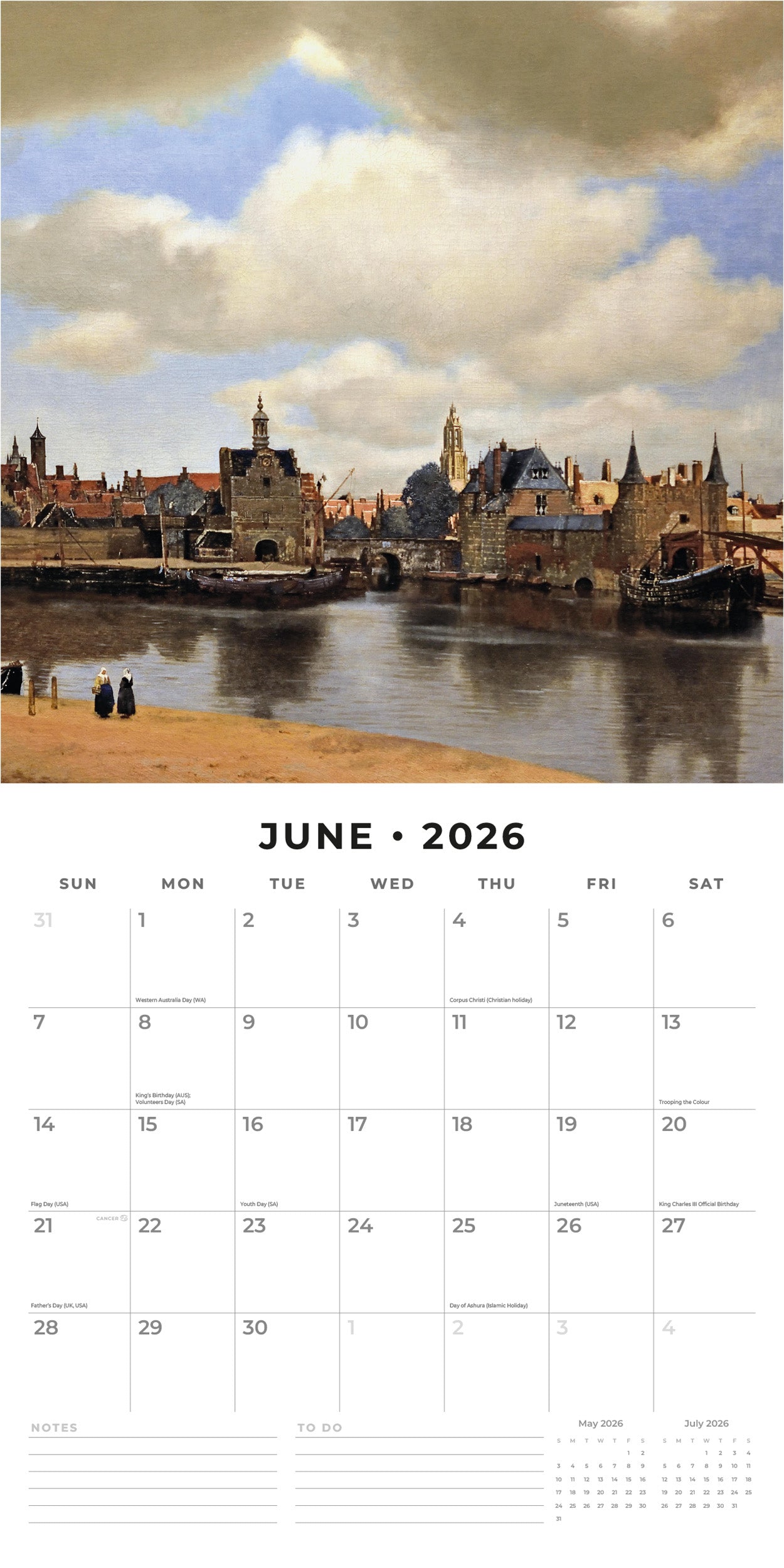2026 Vermeer - Square Wall Calendar