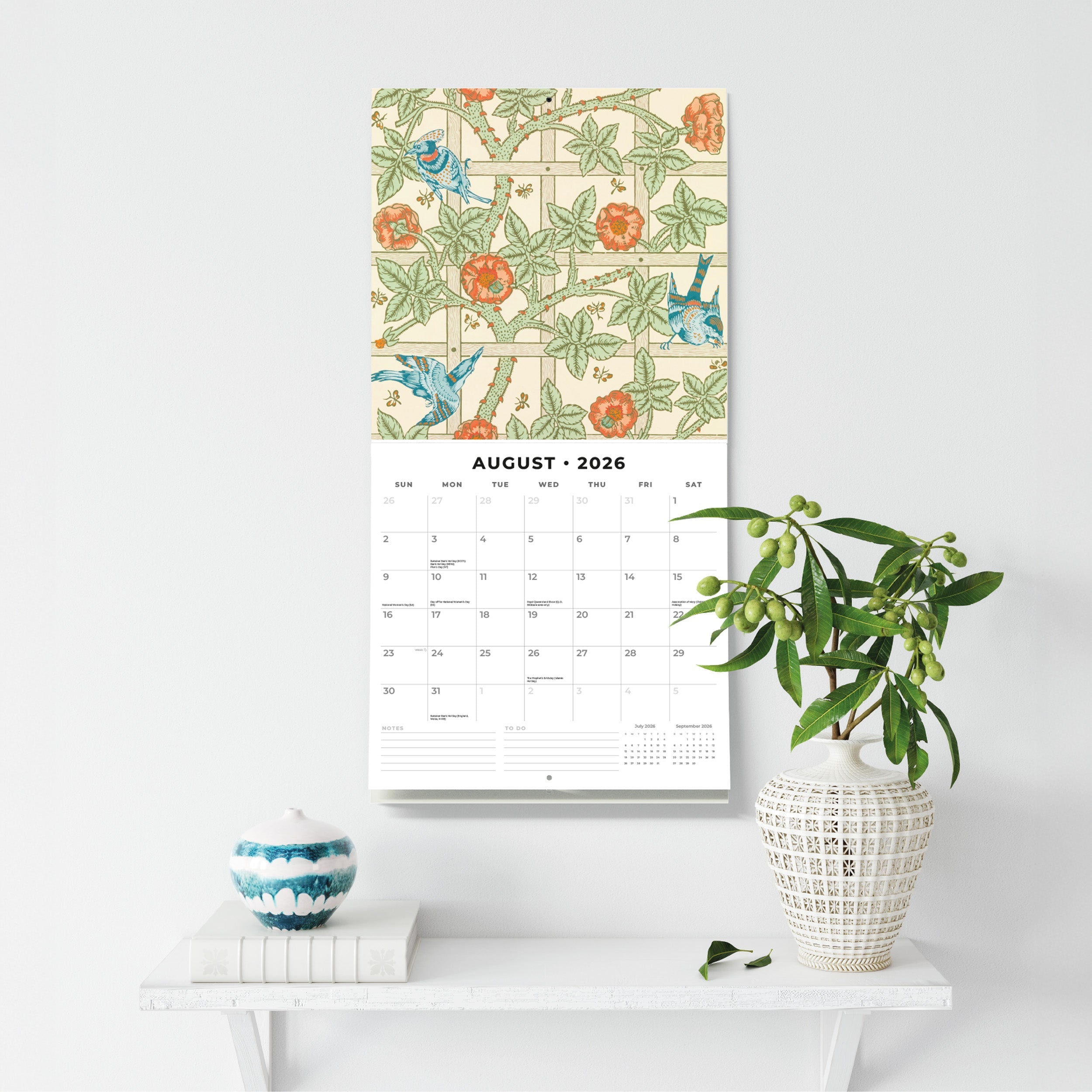 2026 William Morris - Square Wall Calendar