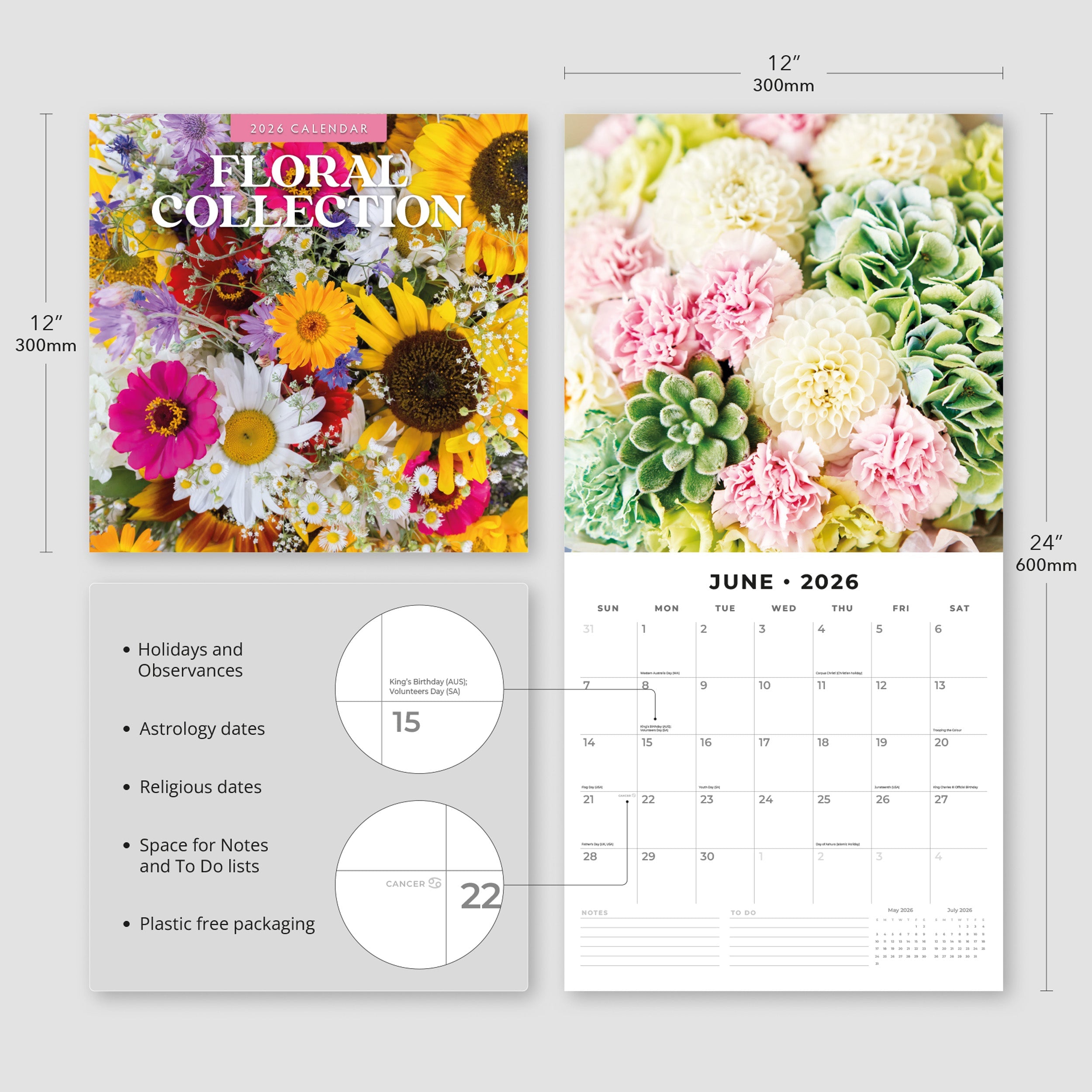 2026 Floral Collection - Square Wall Calendar